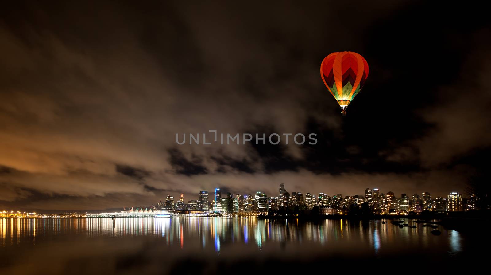 The Vancouver downtown skyline at night, Canada BC