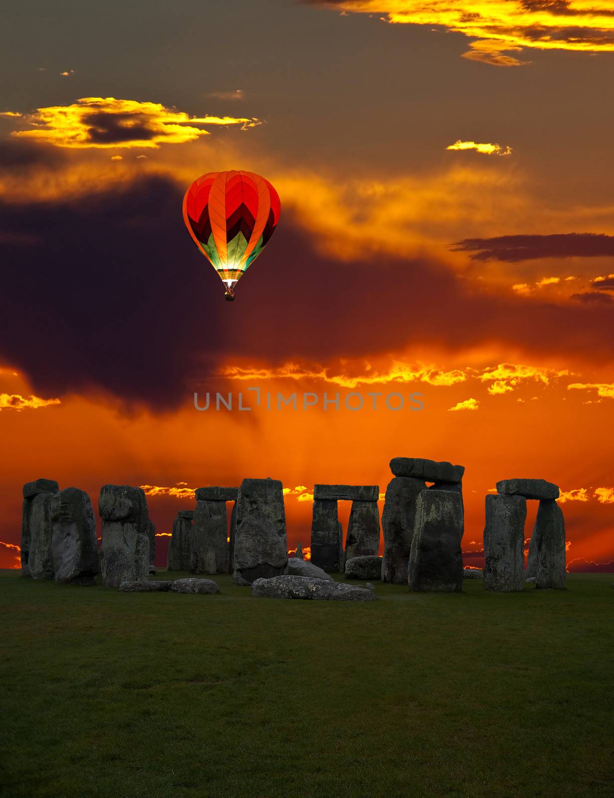 The famous Stonehenge in England on a sunrise background