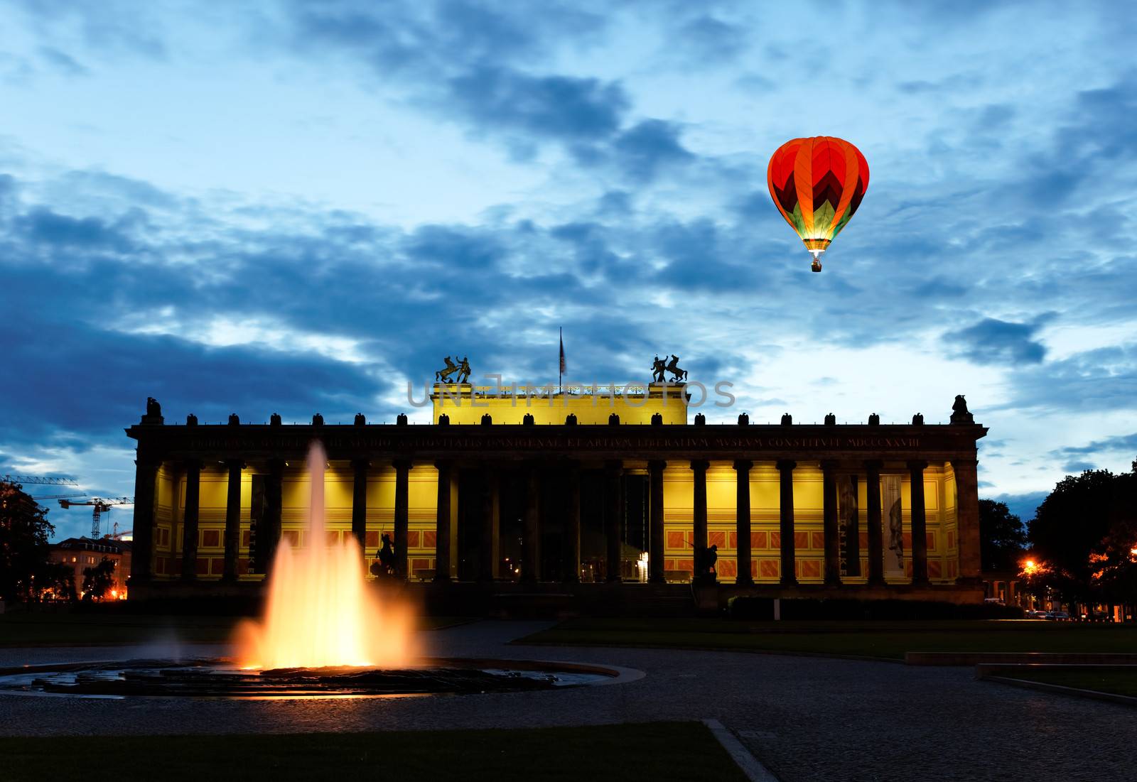 the Old Museum (Altes Museum) at night in Berlin, Germany 
