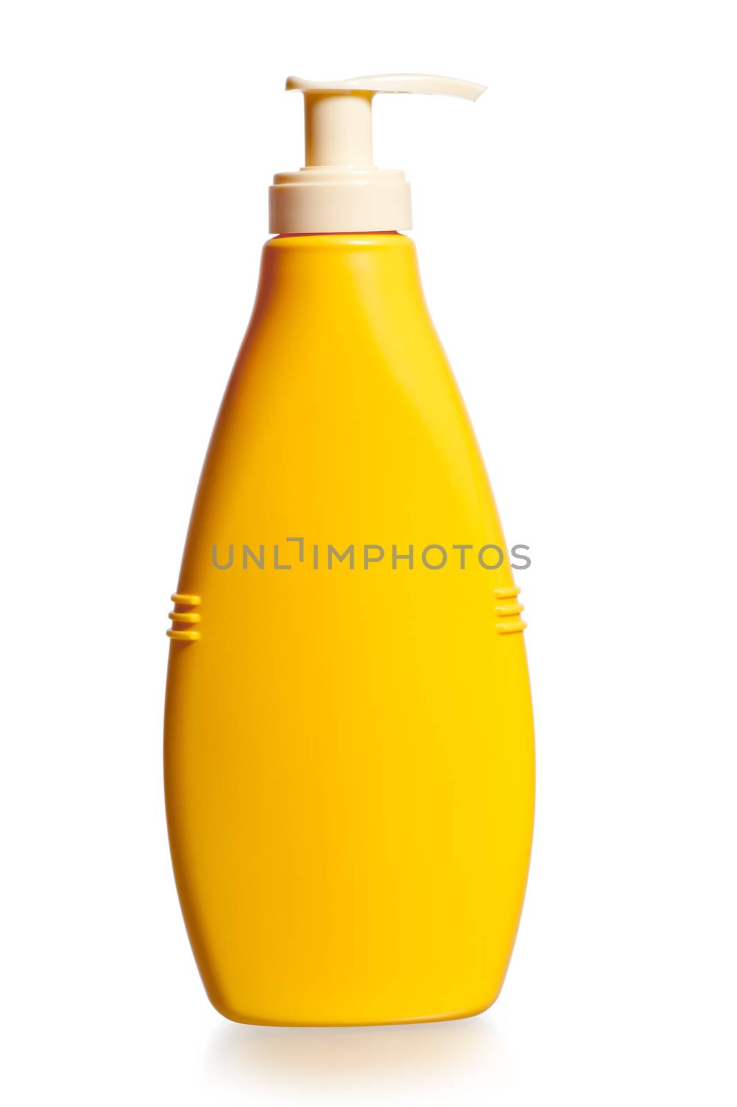 cosmetic bottle in yellow on a white background by kosmsos111