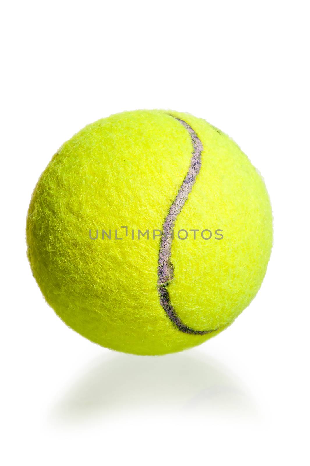 yellow ball for the game of tennis on a white background by kosmsos111