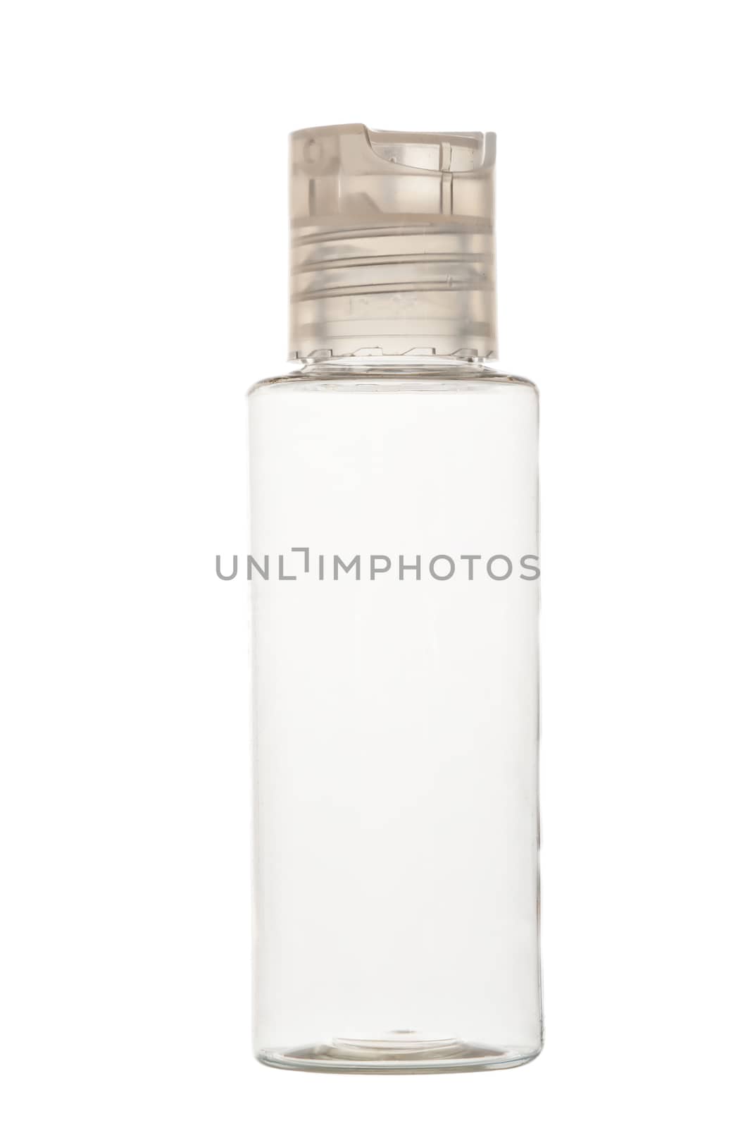 empty clear plastic bottle for cosmetics on a white background by kosmsos111