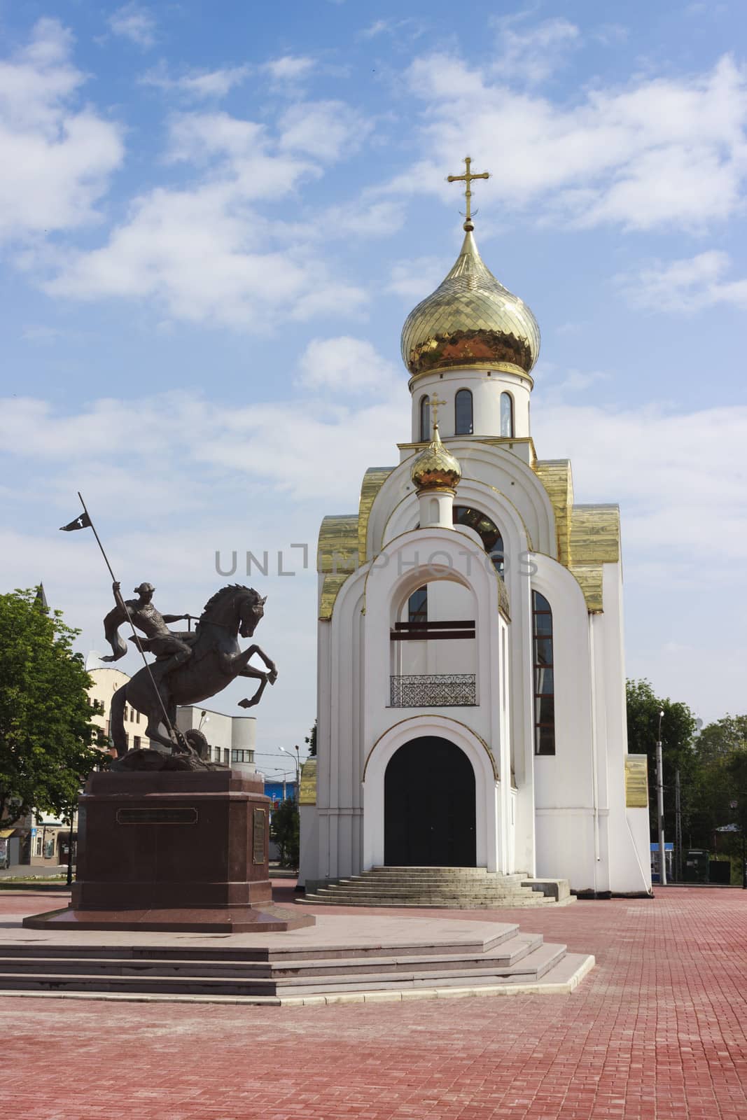 The monument and the church in honor of St. George. Ivanovo. Russia