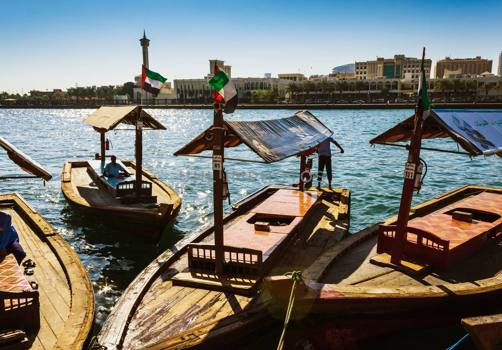 Boats on the Bay Creek in Dubai, UAE by oleg_zhukov