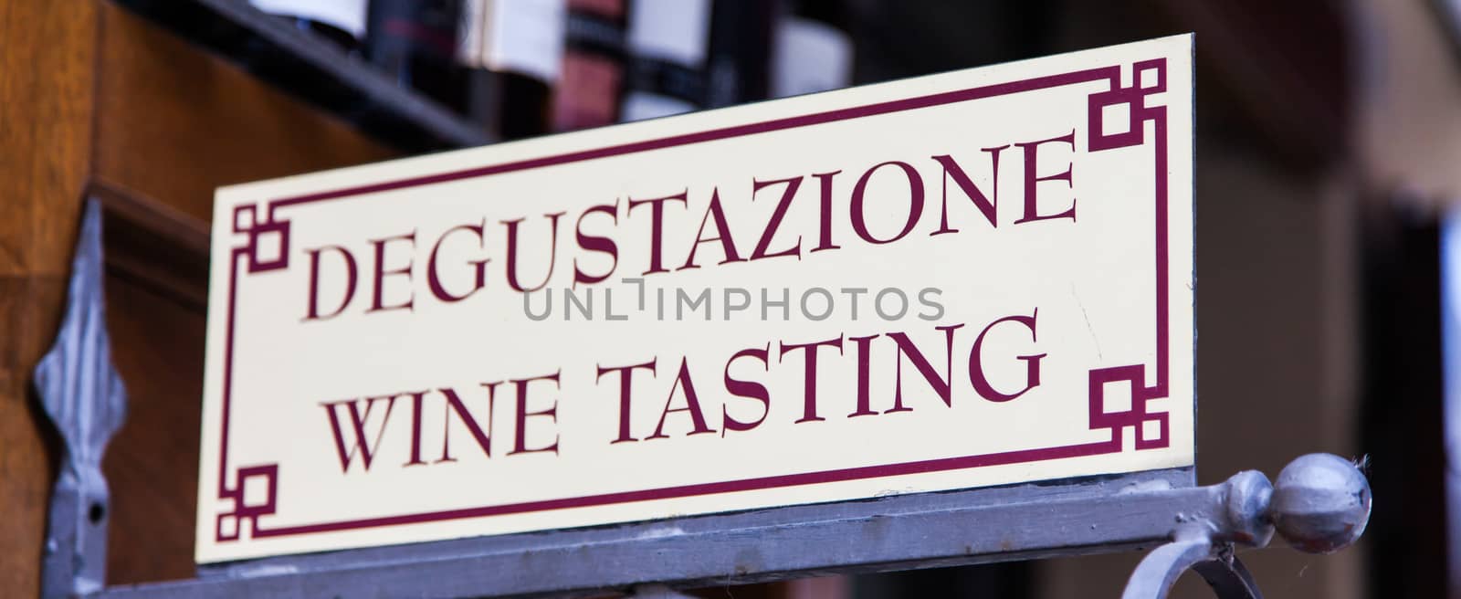 Signboard in an Italian wineshop, Orcia, Italy.