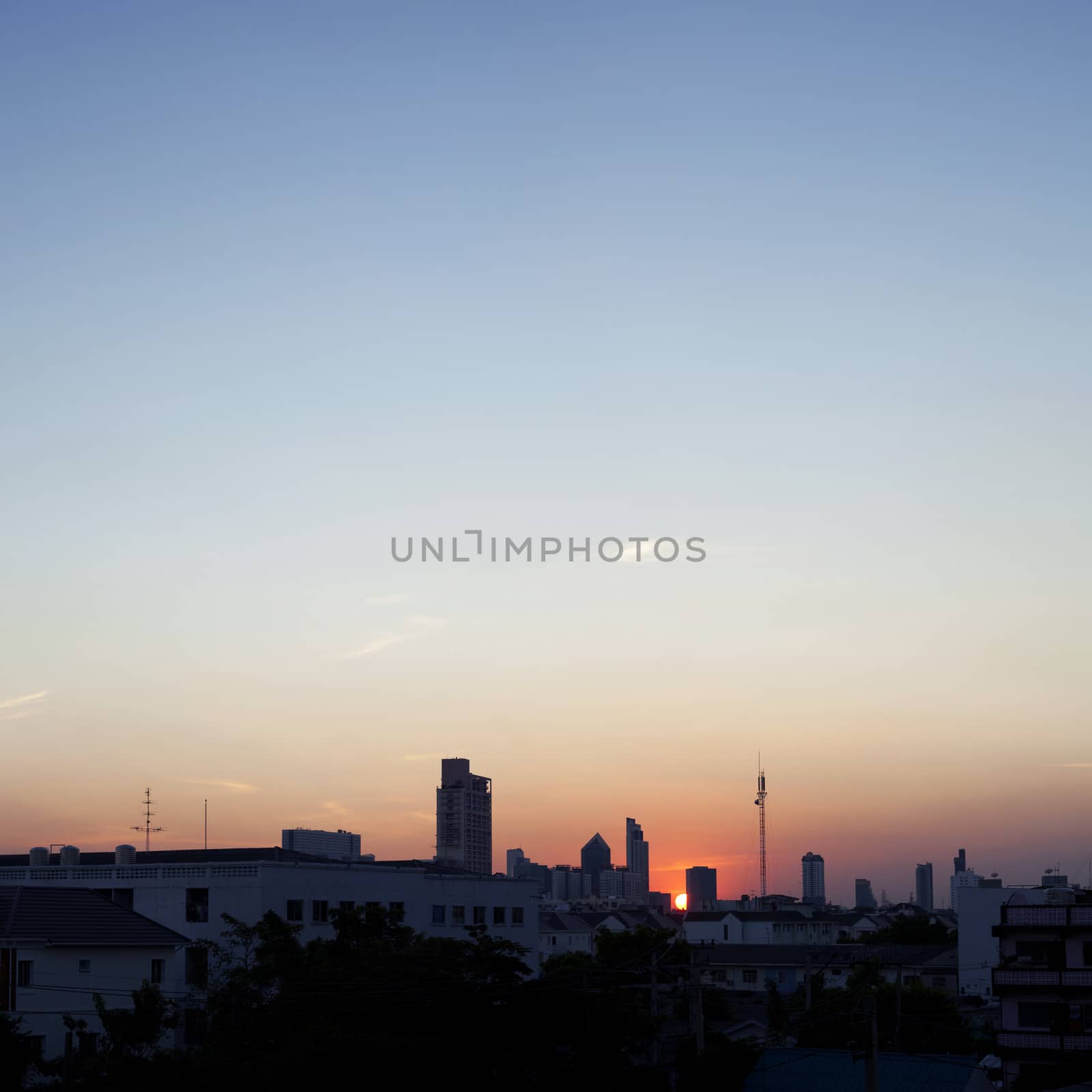 Sunrise at city of Bangkok, Thailand