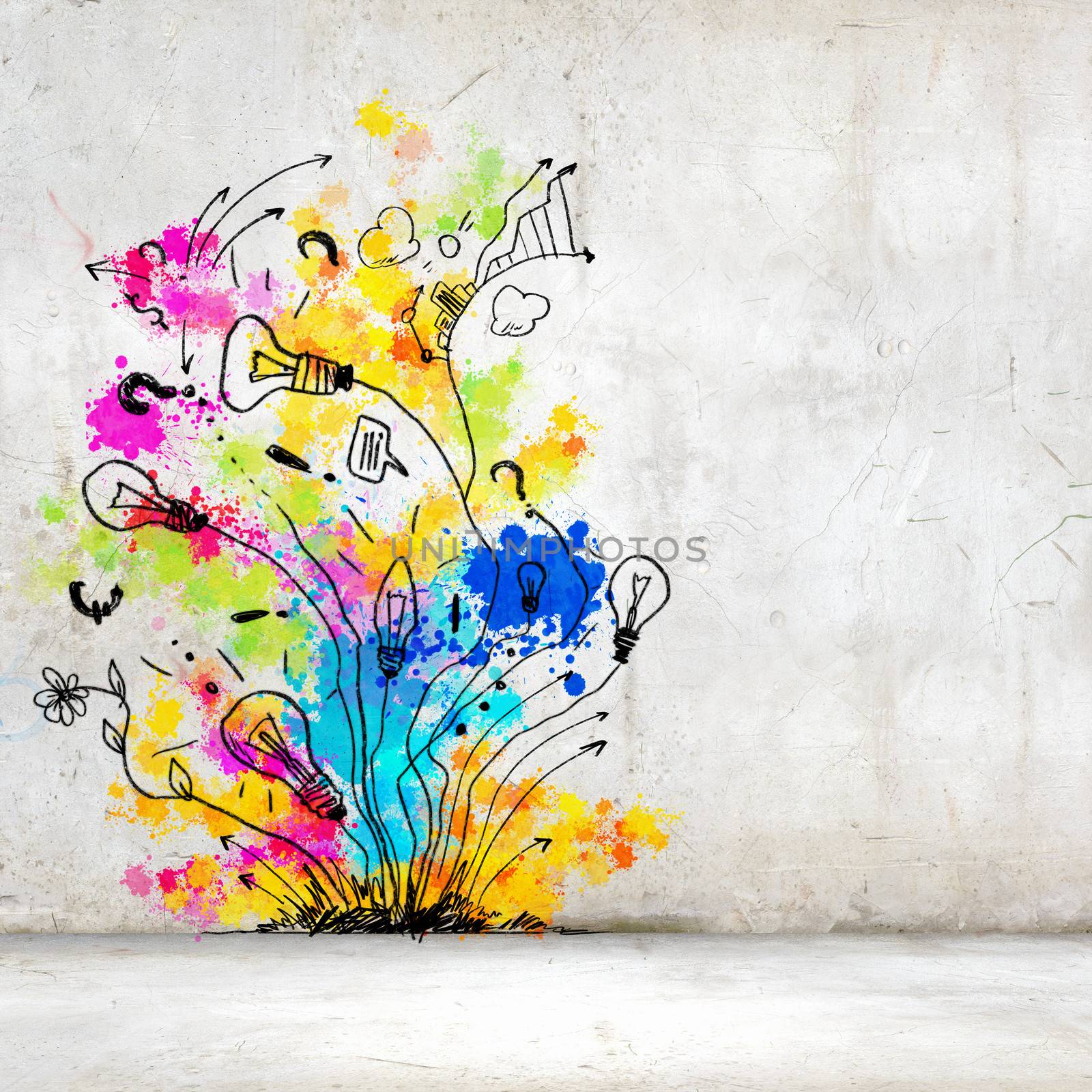 Background image with colorful splashes and drops