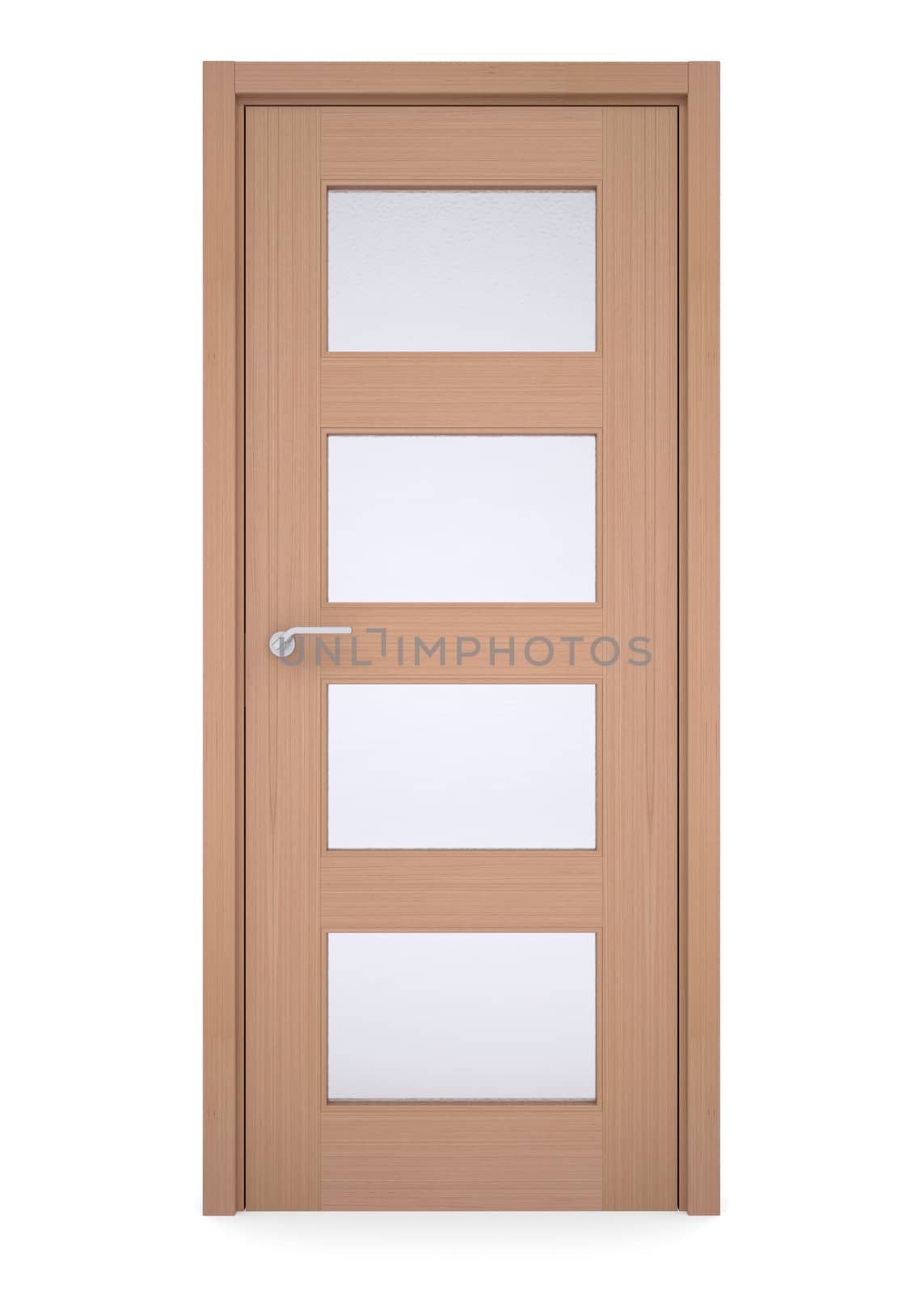 Wooden door. Isolated render on a white background