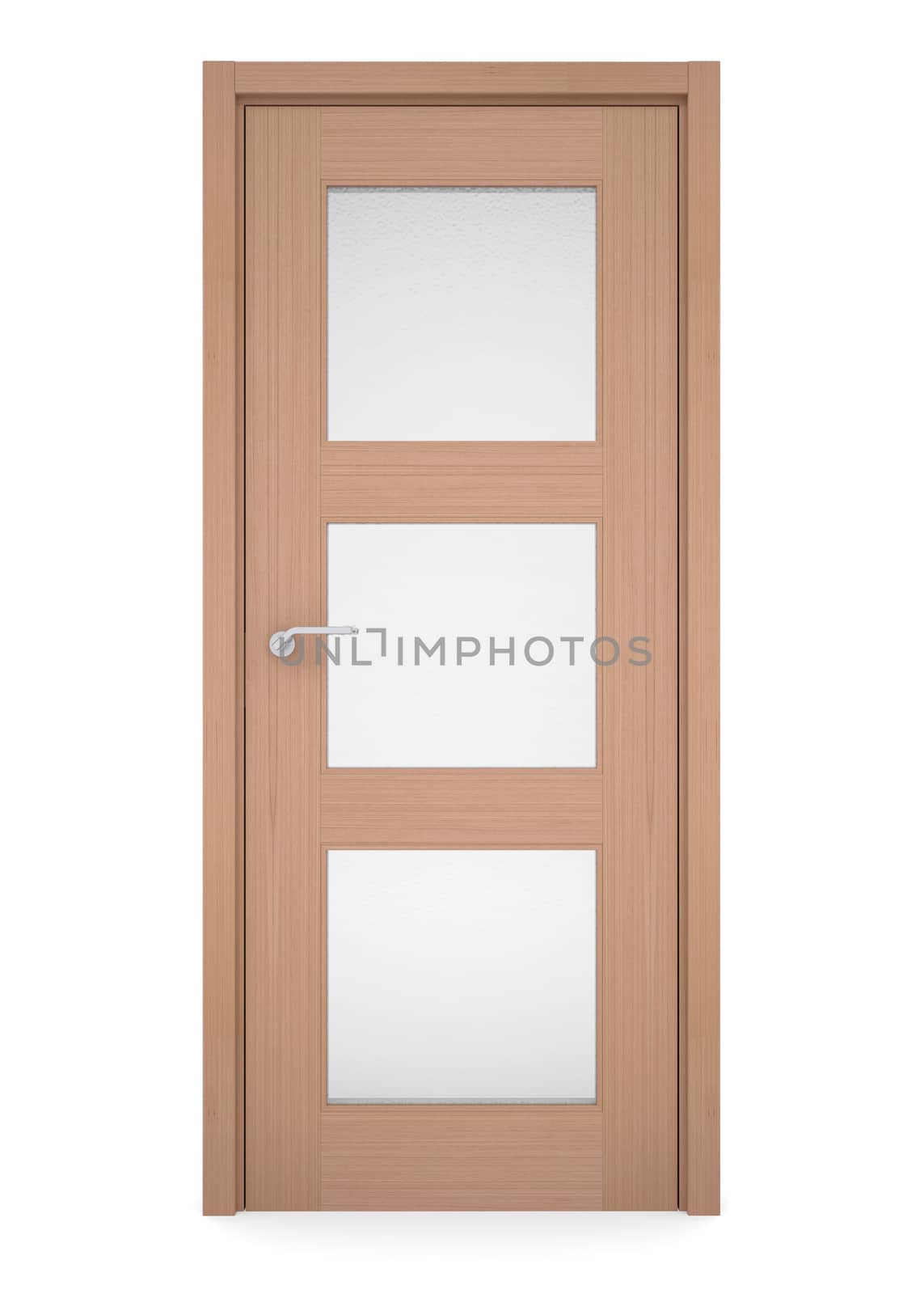Wooden door. Isolated render on a white background