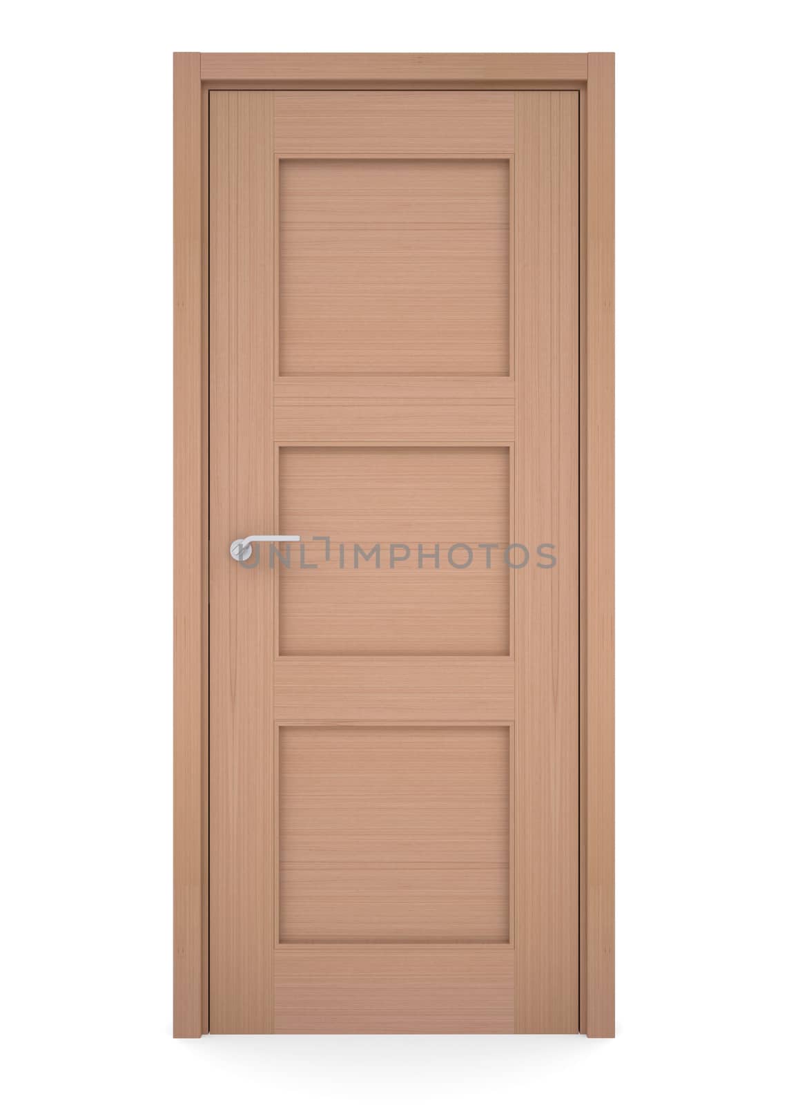 Wooden door. Isolated render on a white background