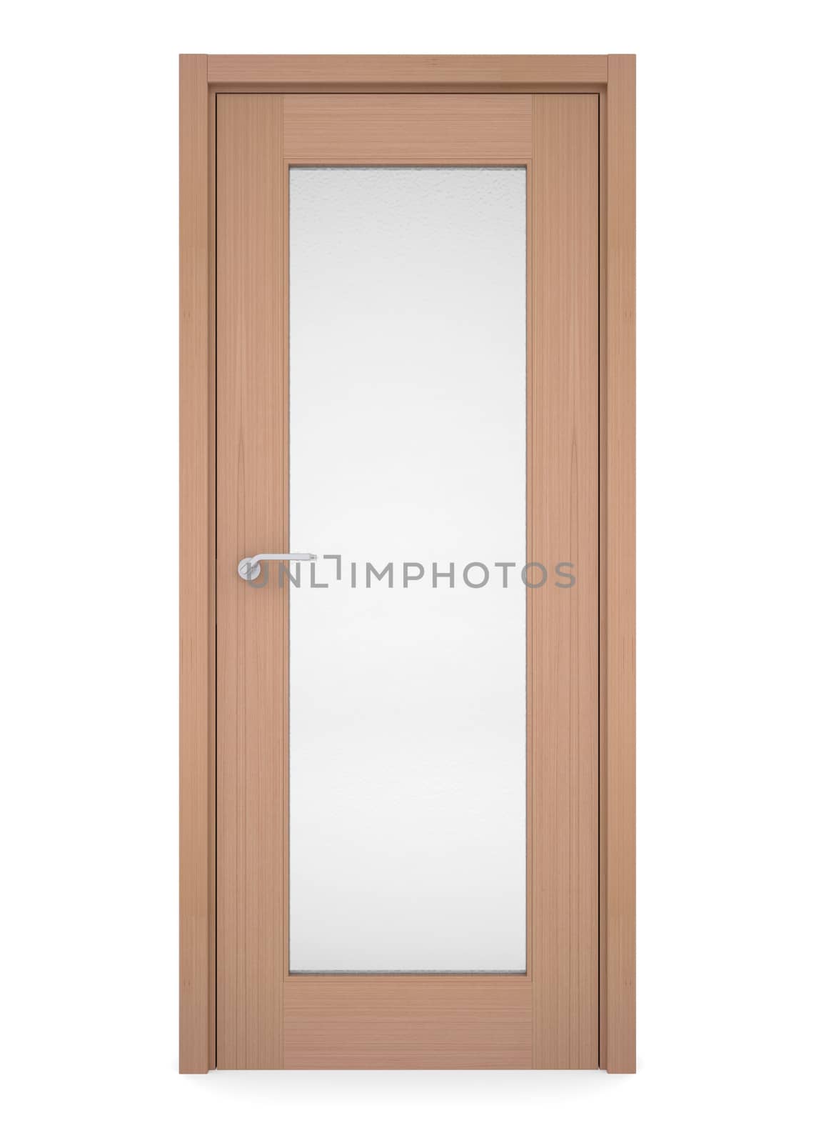 Wooden door. Isolated render on a white background