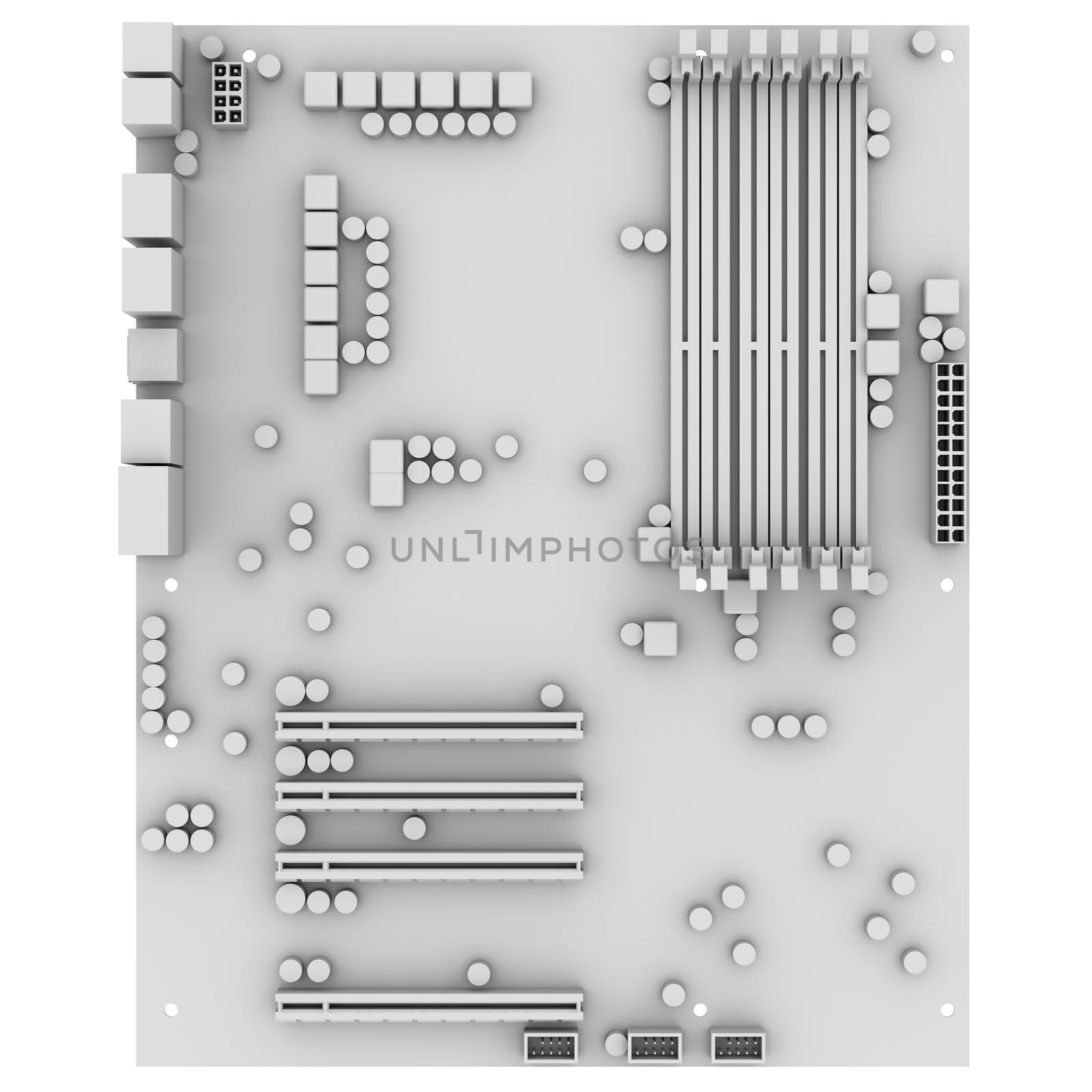 White motherboard. Isolated render on the white background