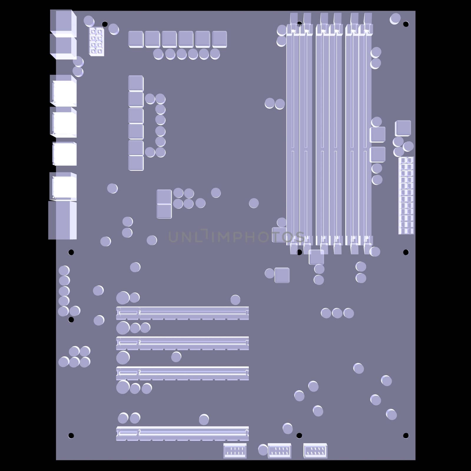 Motherboard. X-Ray render by cherezoff