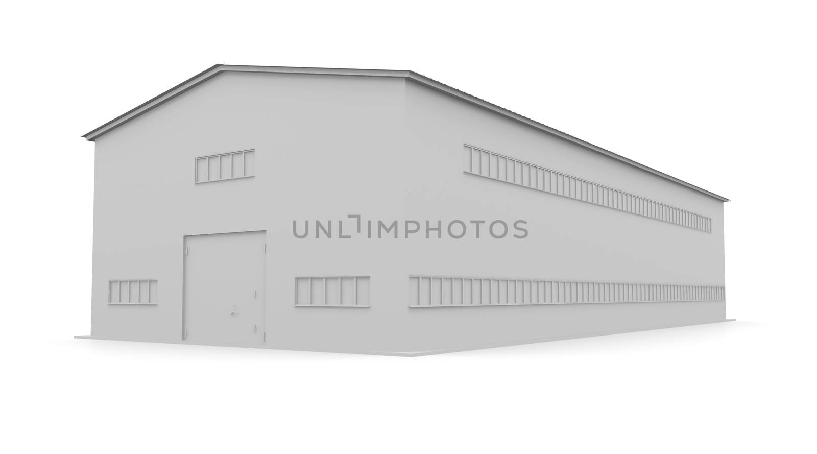 Industrial building. Isolated render on a white background