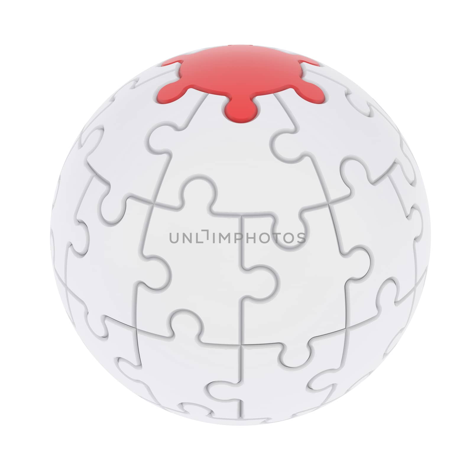 Sphere consisting of puzzles. Isolated render on a white background