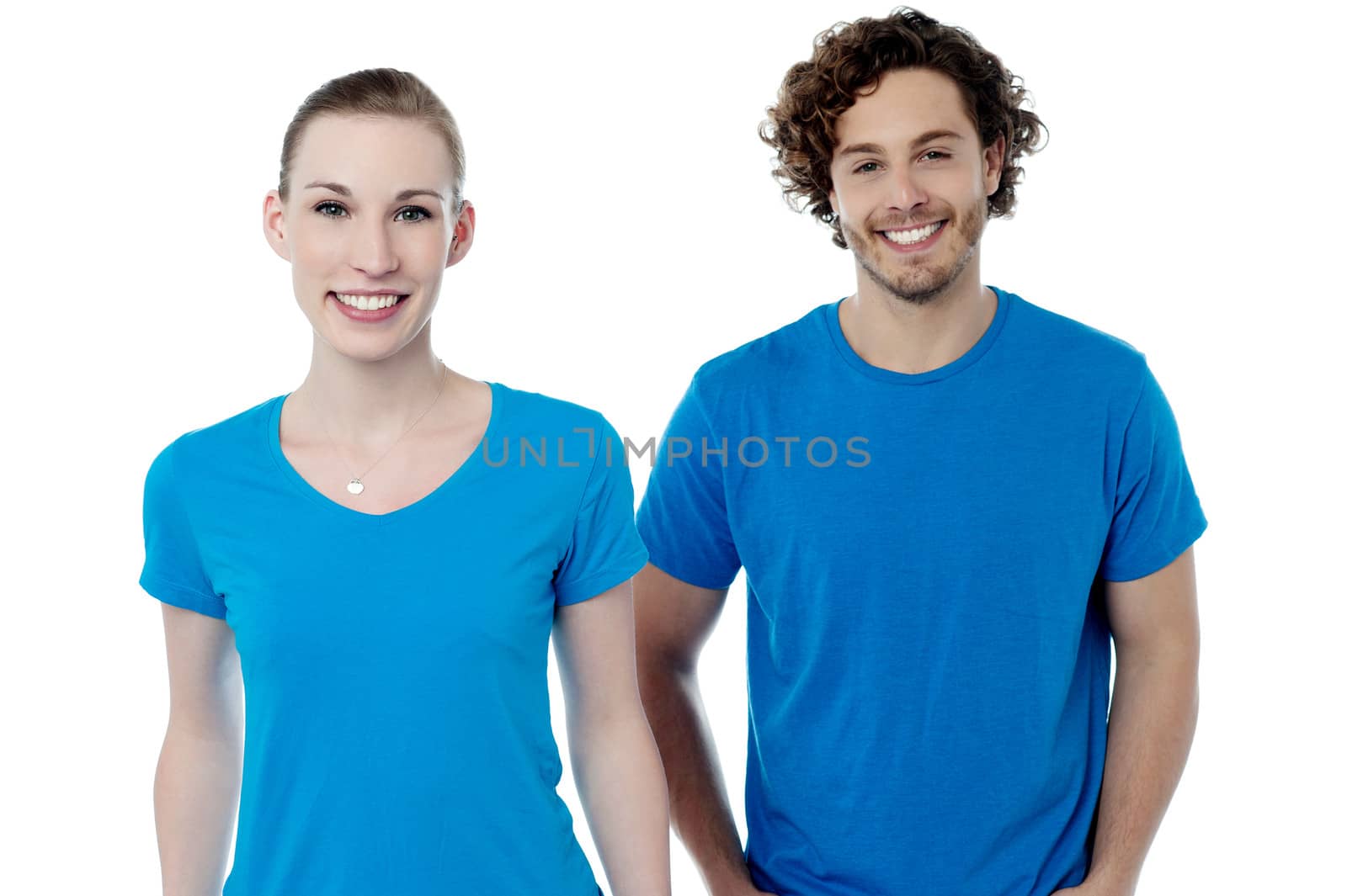 Adorable young smiling couple in casuals