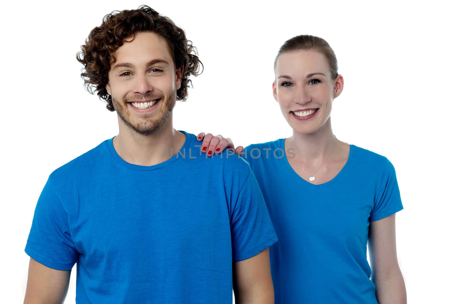 Smiling young smiling couple in casual wear