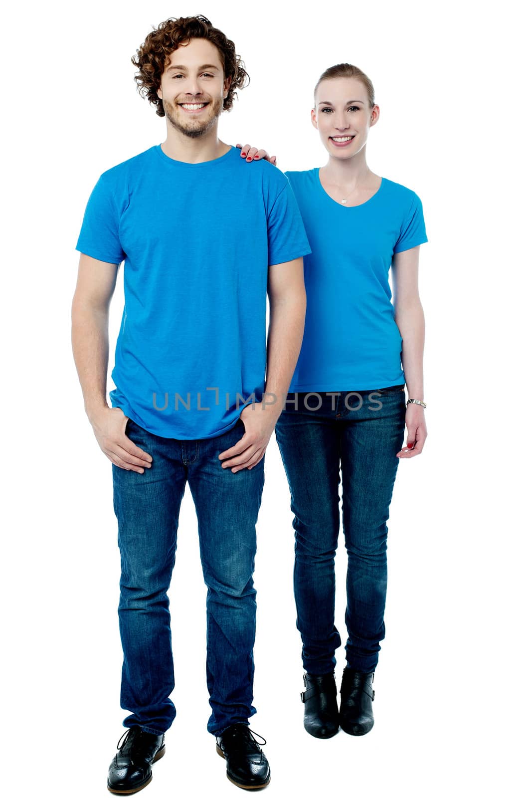 Smart young attractive couple in trendy casuals