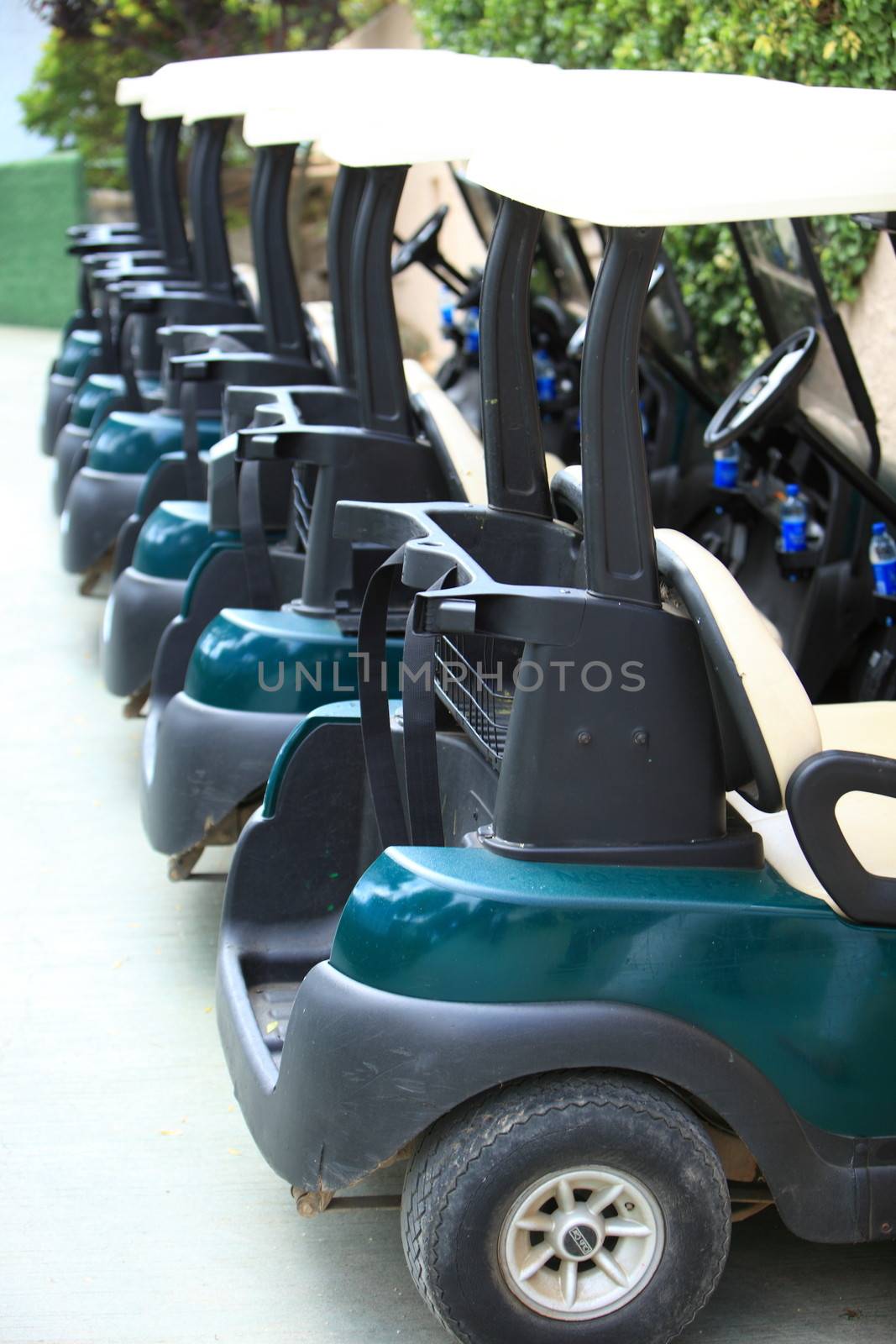 High quality modern golf carts vertically aligned