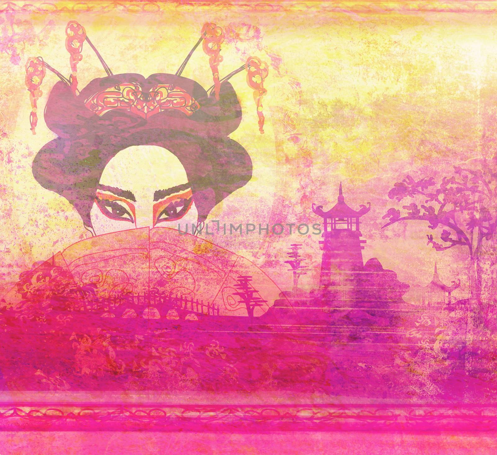 Abstract Beautiful geisha Portrait