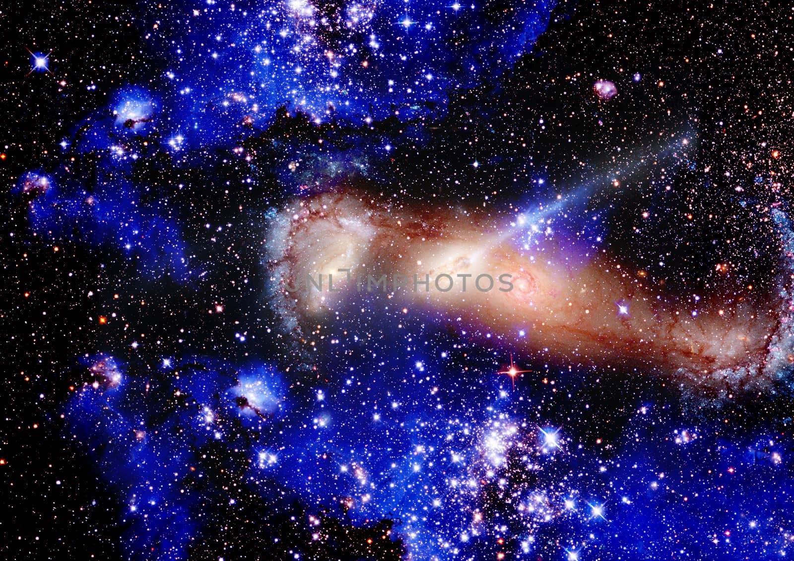 Stars and spiral galaxy in a free space. "Elements of this image furnished by NASA".