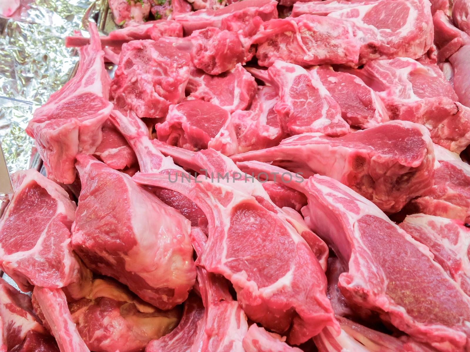 Lamb ribs prepared and presented in a pile