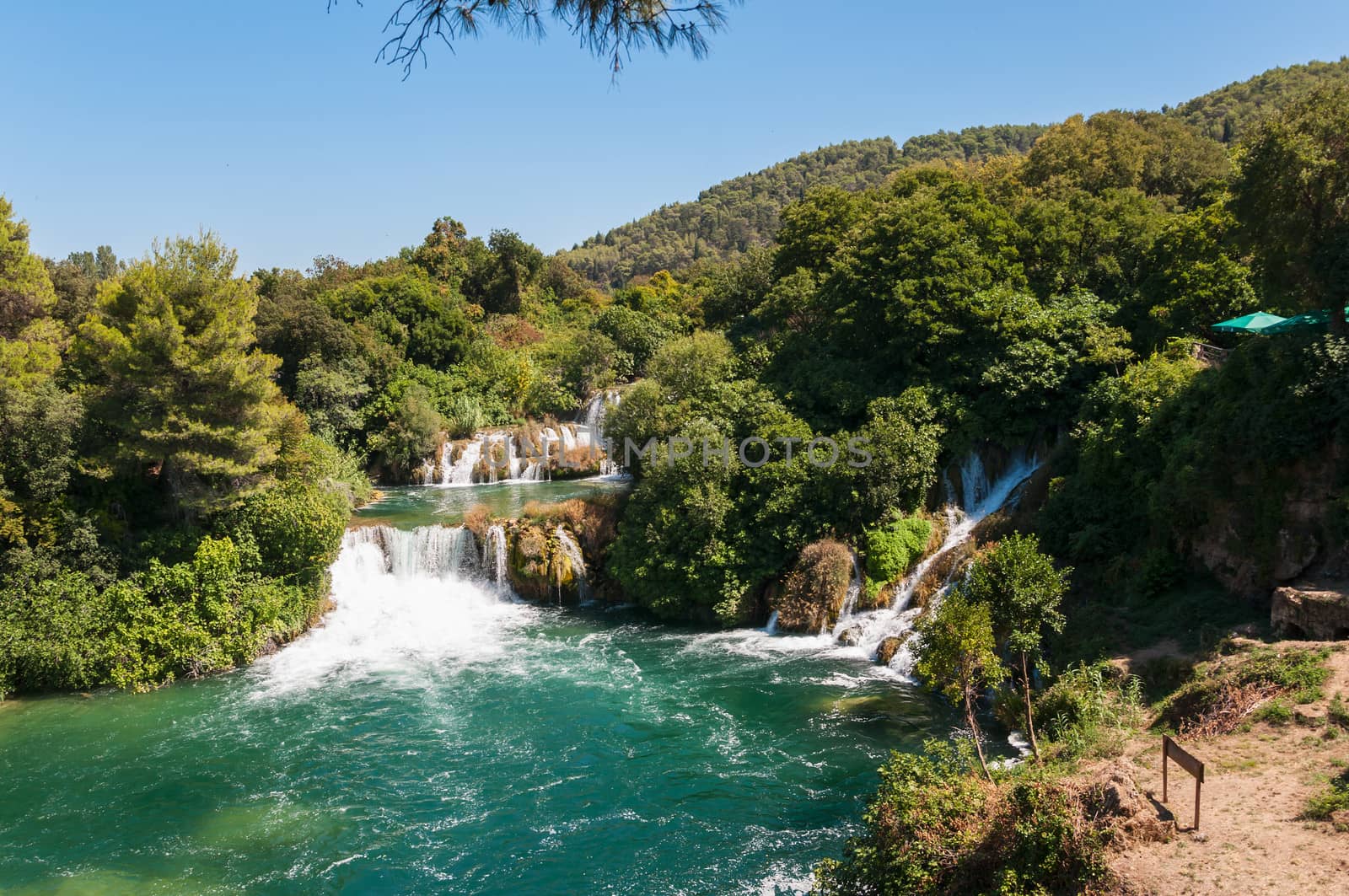 Waterfall in Krka National Park, Croatia.