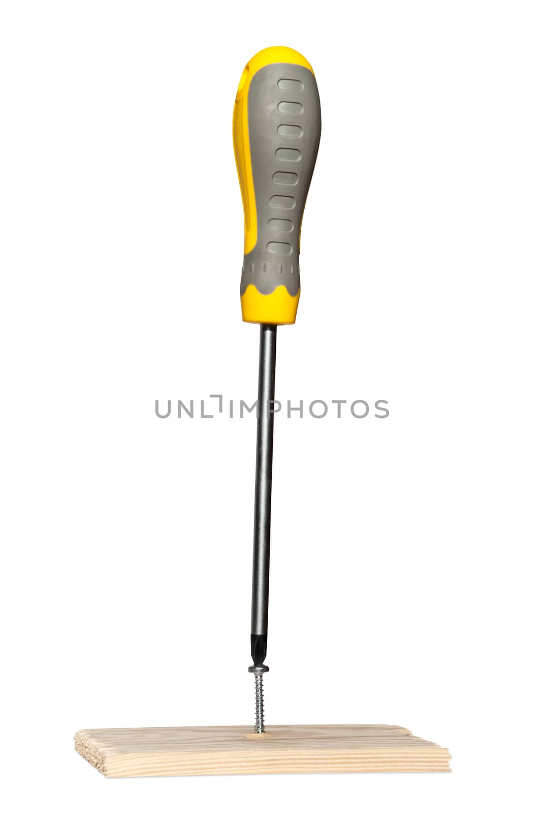 Screwdriving screw isolated over white background.