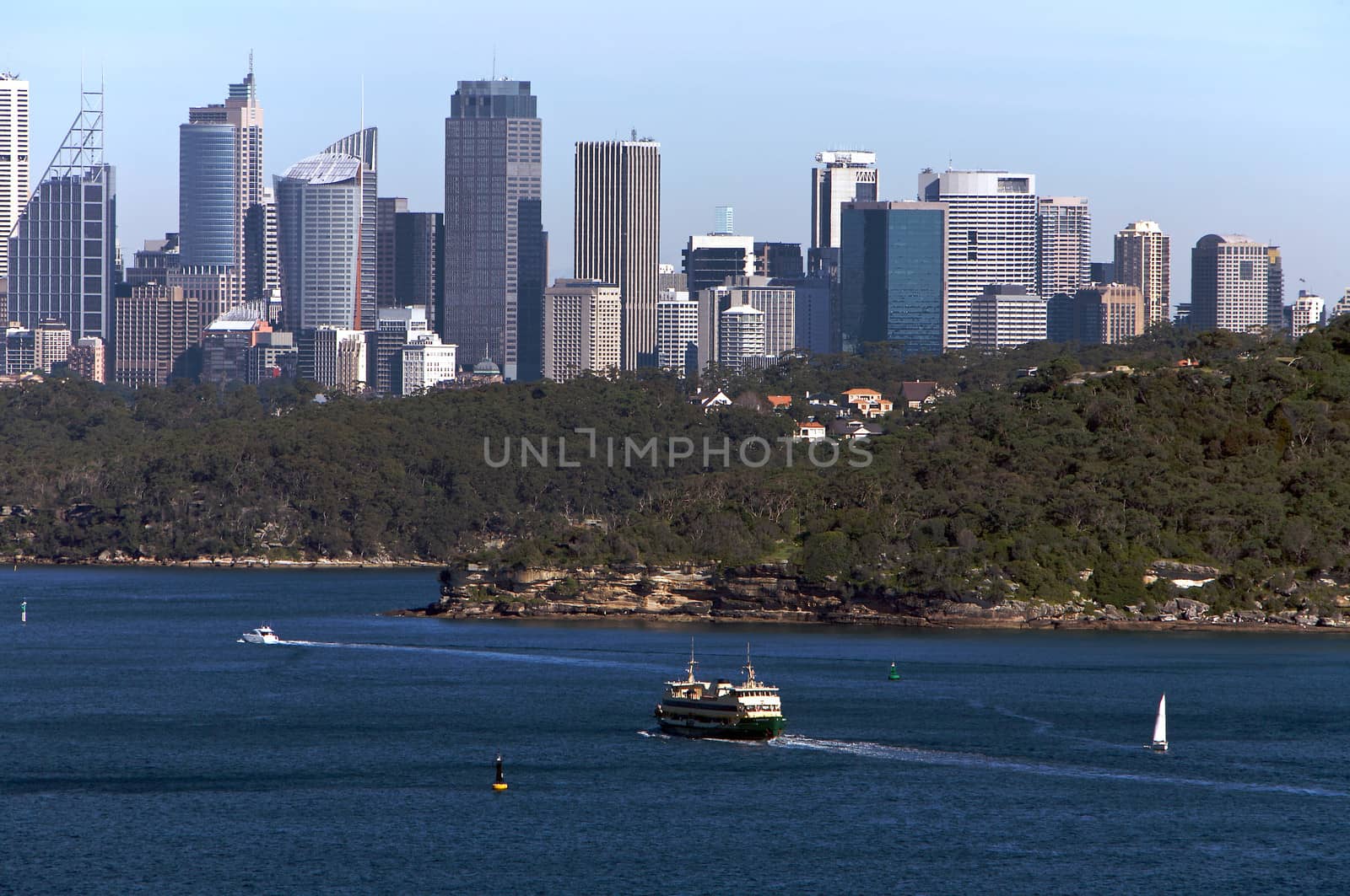 Sydney North Head view with city skyline in the background, Australia