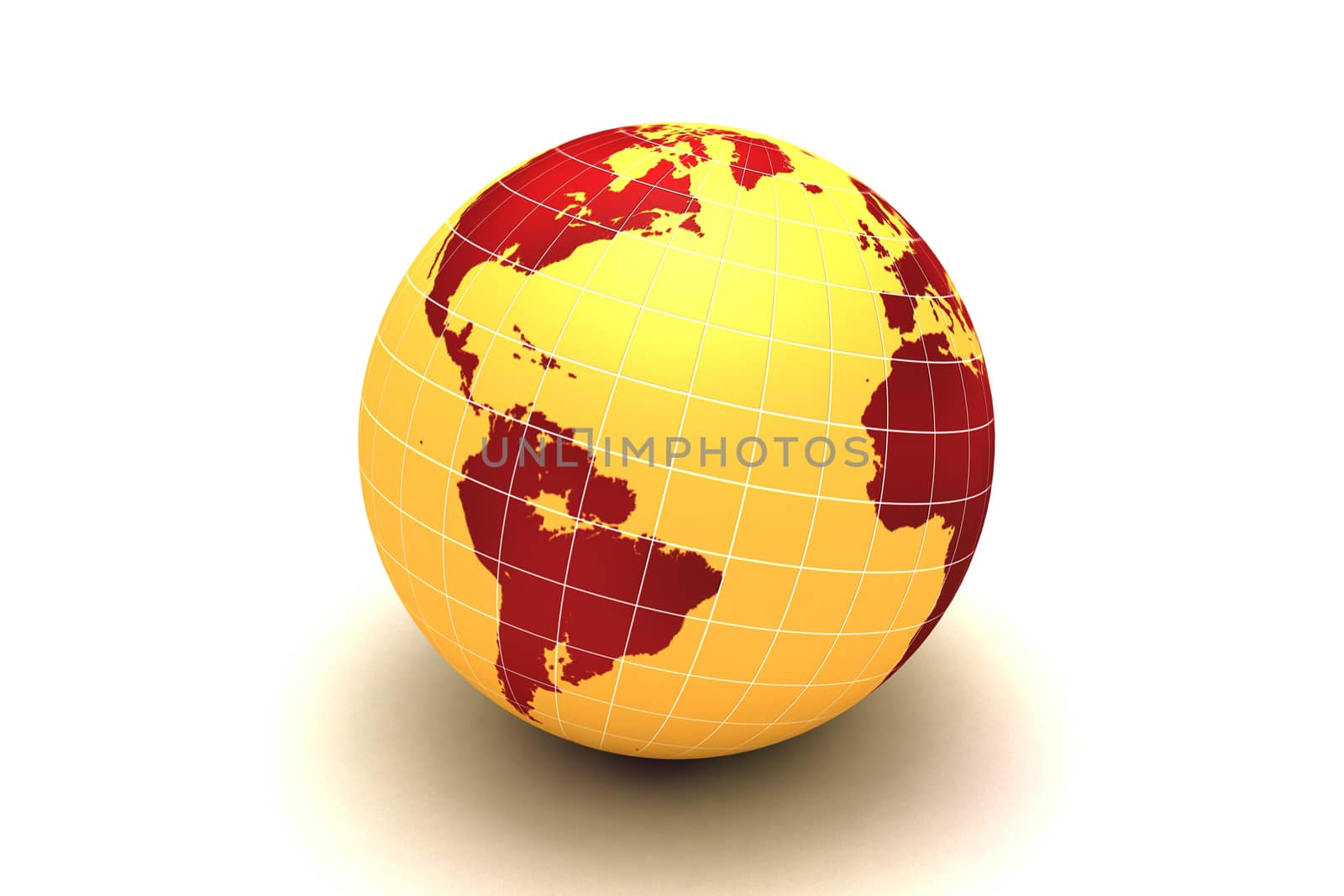 digital illustration of globe in white background