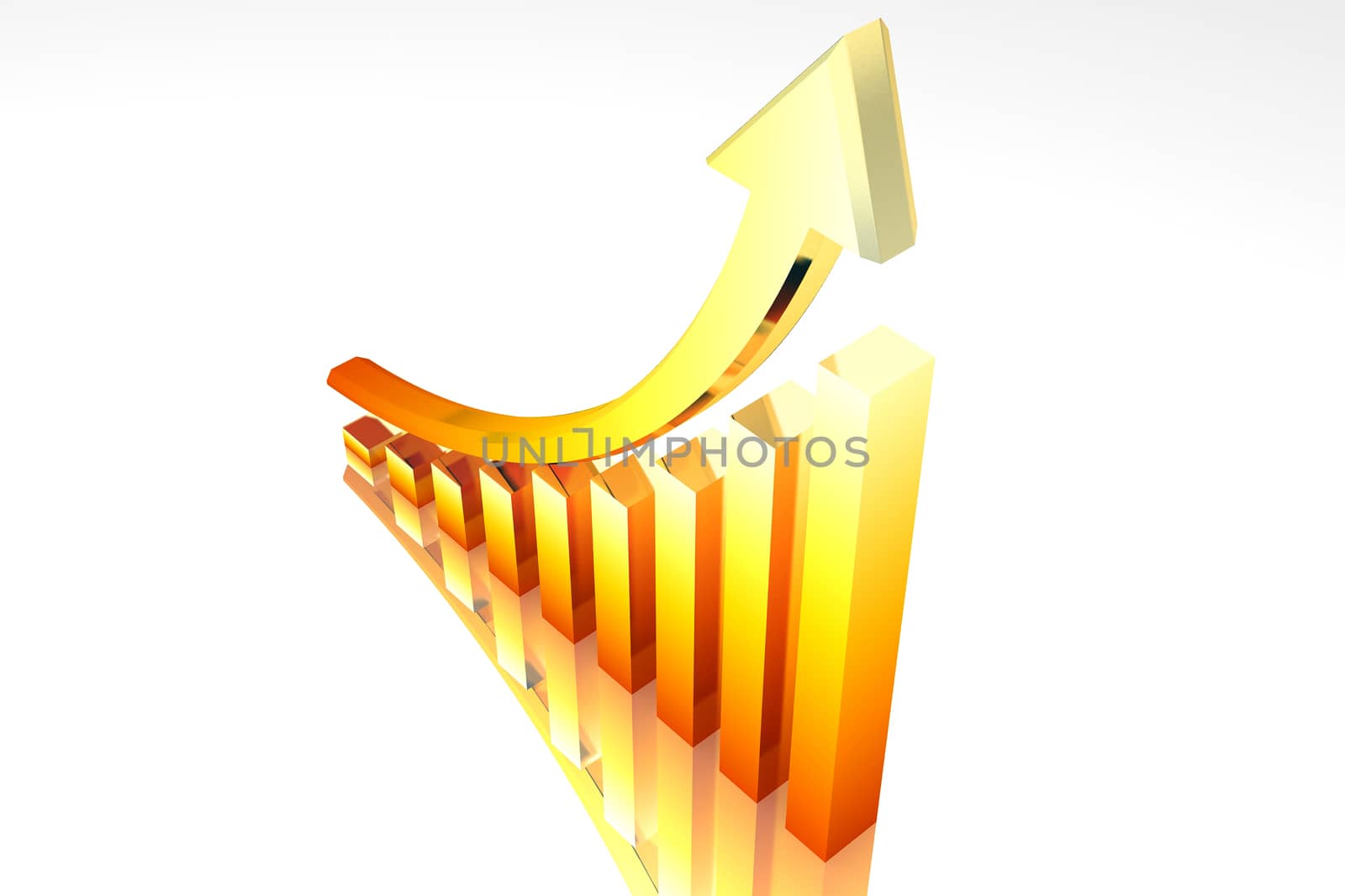 Digital Illustration of Business graph with growth arrow