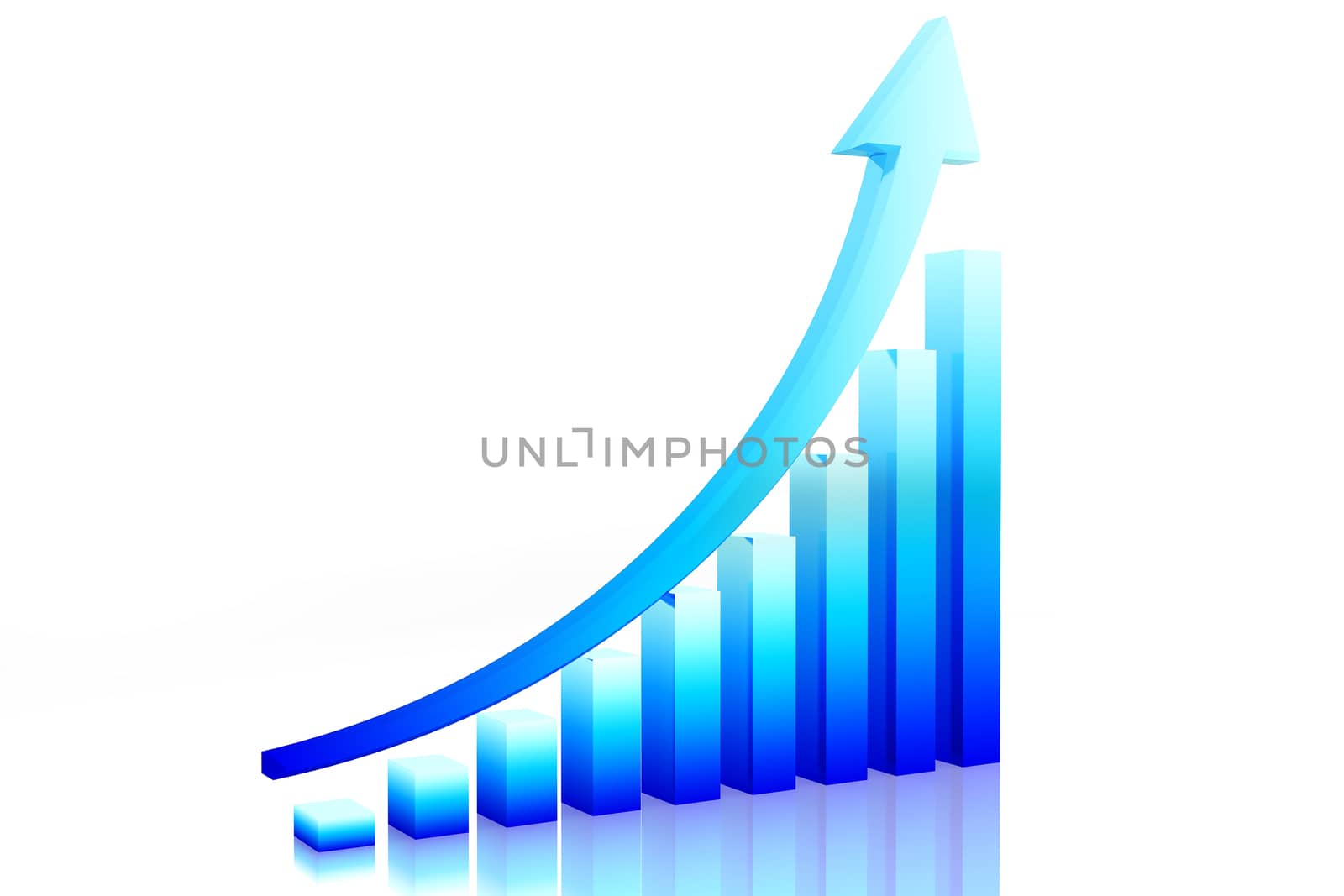 Digital Illustration of Business graph with growth arrow