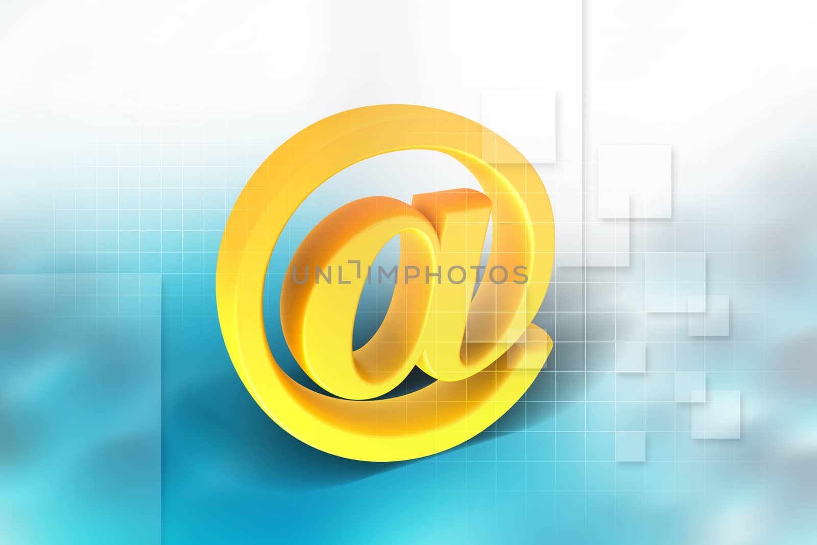 Digital illustration of At the rate symbol in colour background