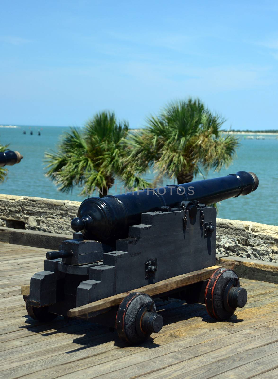 canons pointed toward ocean at Castillo de San Marcos fort