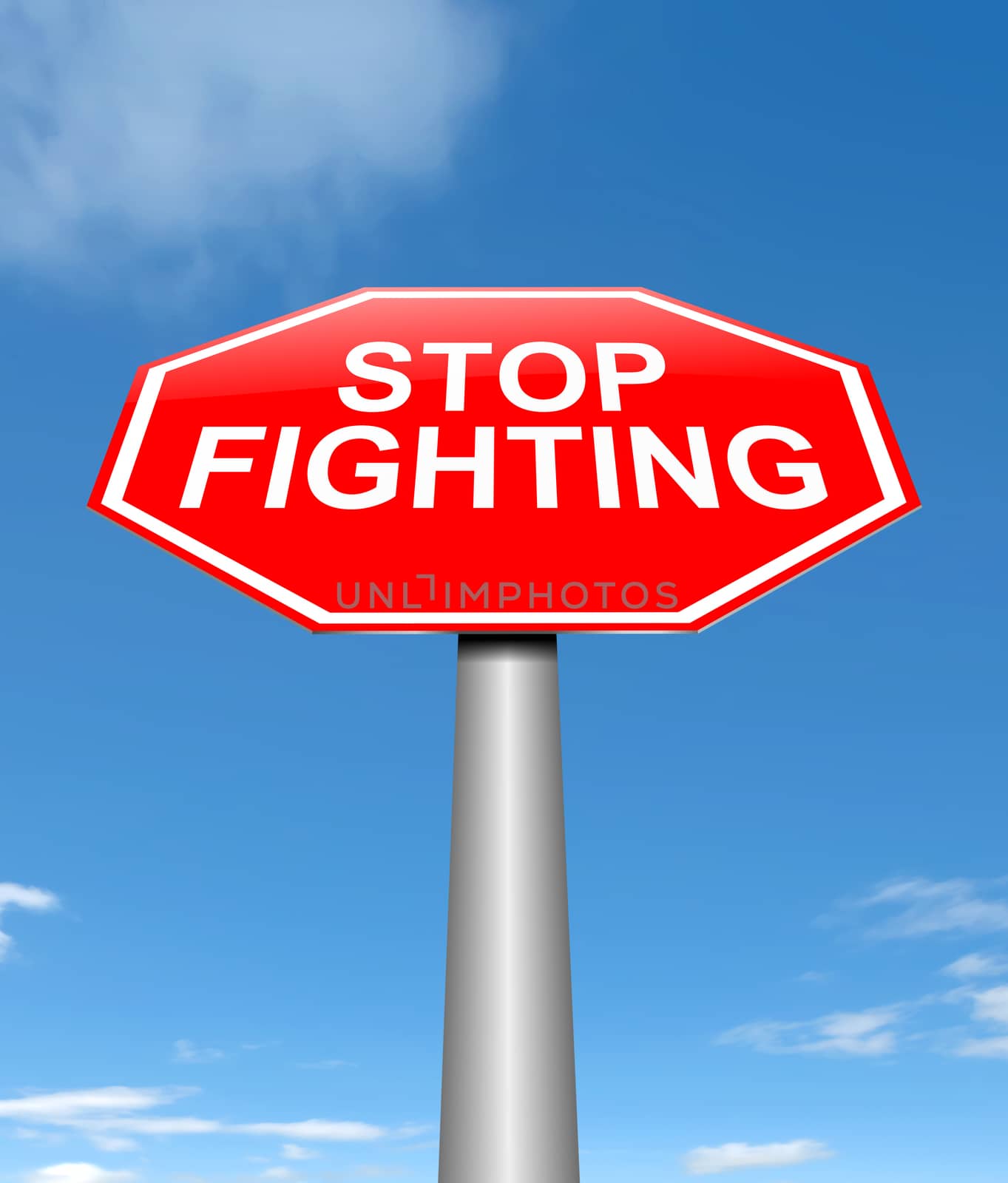 Illustration depicting a sign with a stop fighting concept.