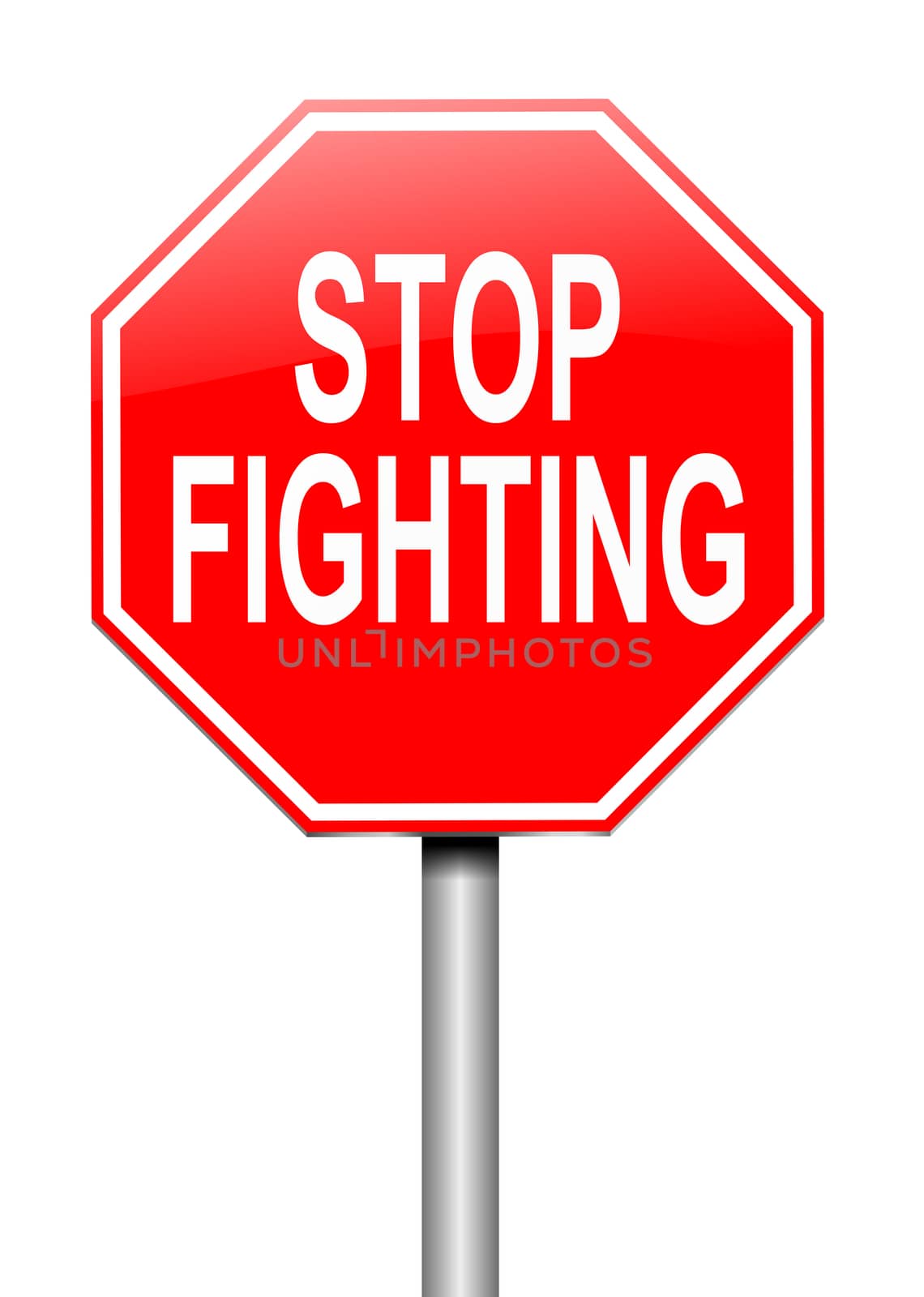 Illustration depicting a sign with a stop fighting concept.