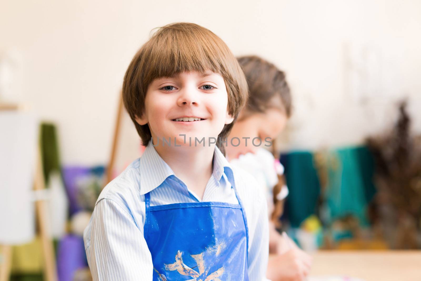 Portrait of a boy, the children learn in art school
