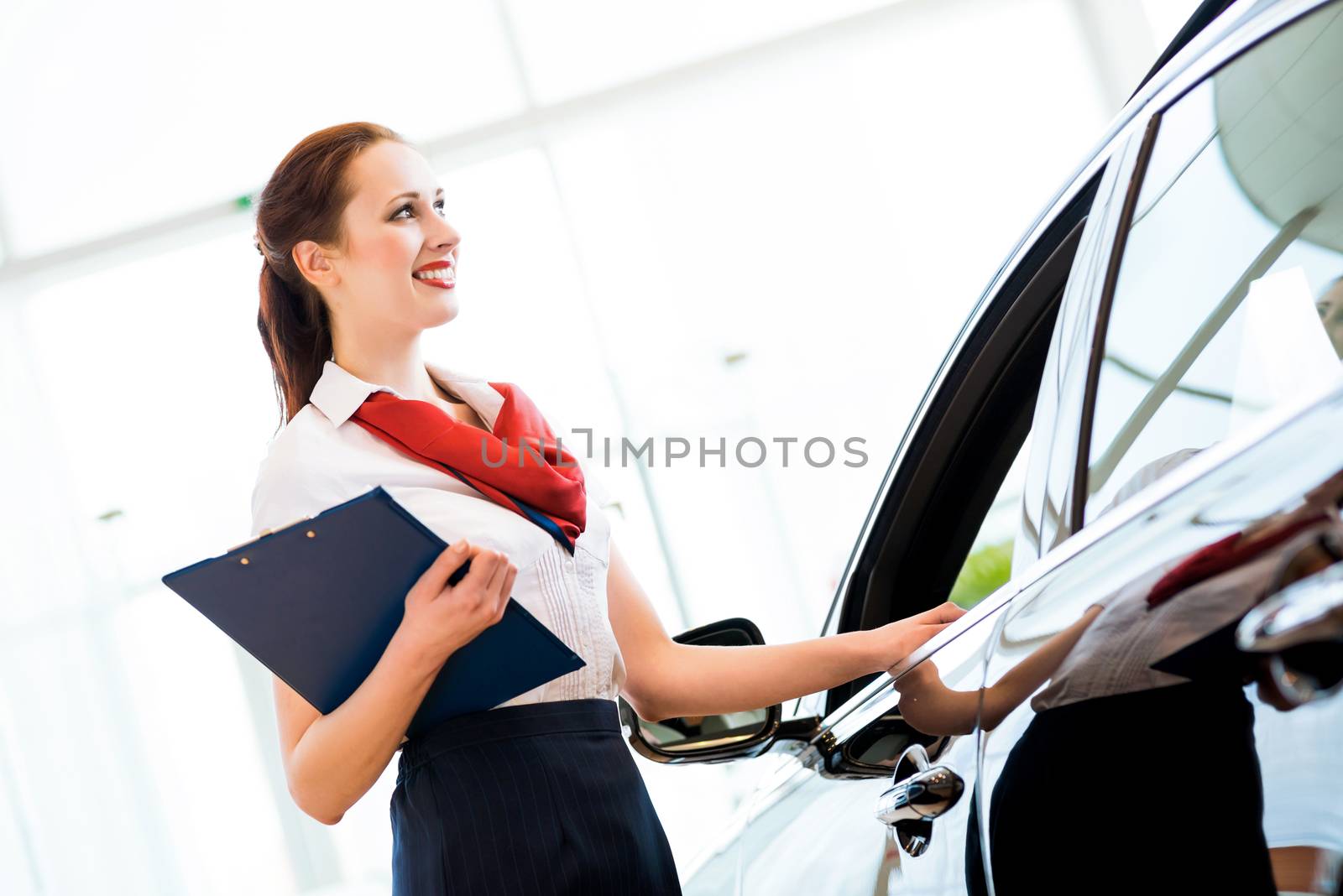 portrait of a young woman in a showroom consultant