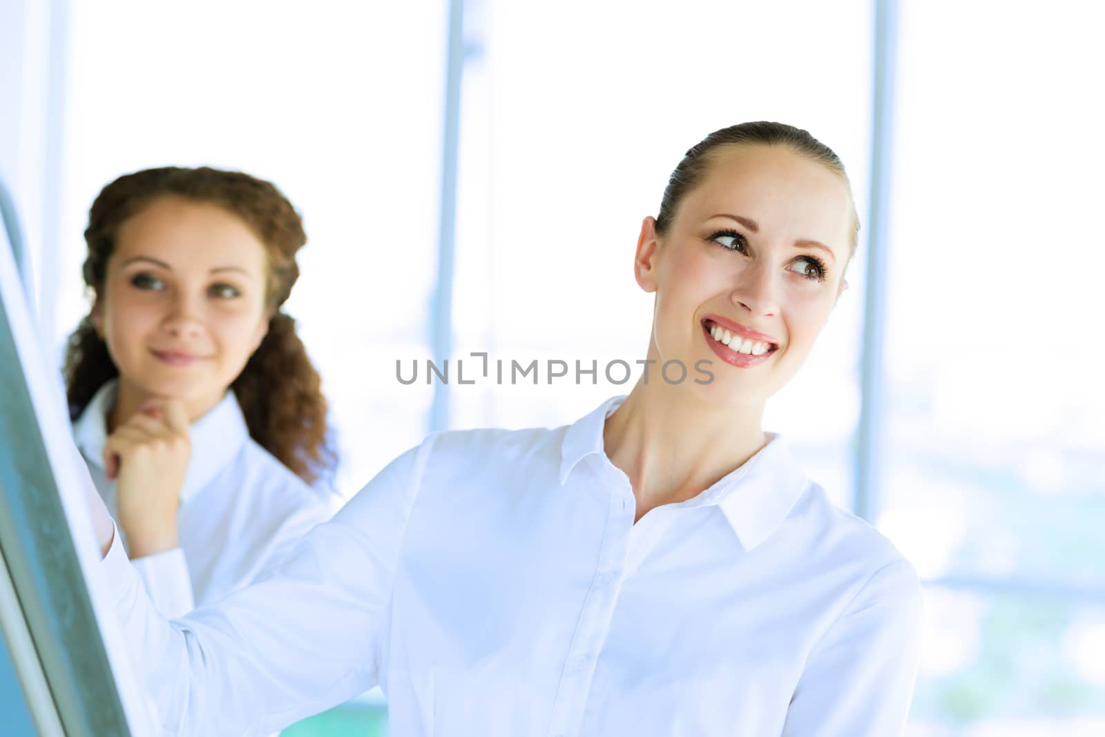 friendly businessmen discussing a joint task, team work