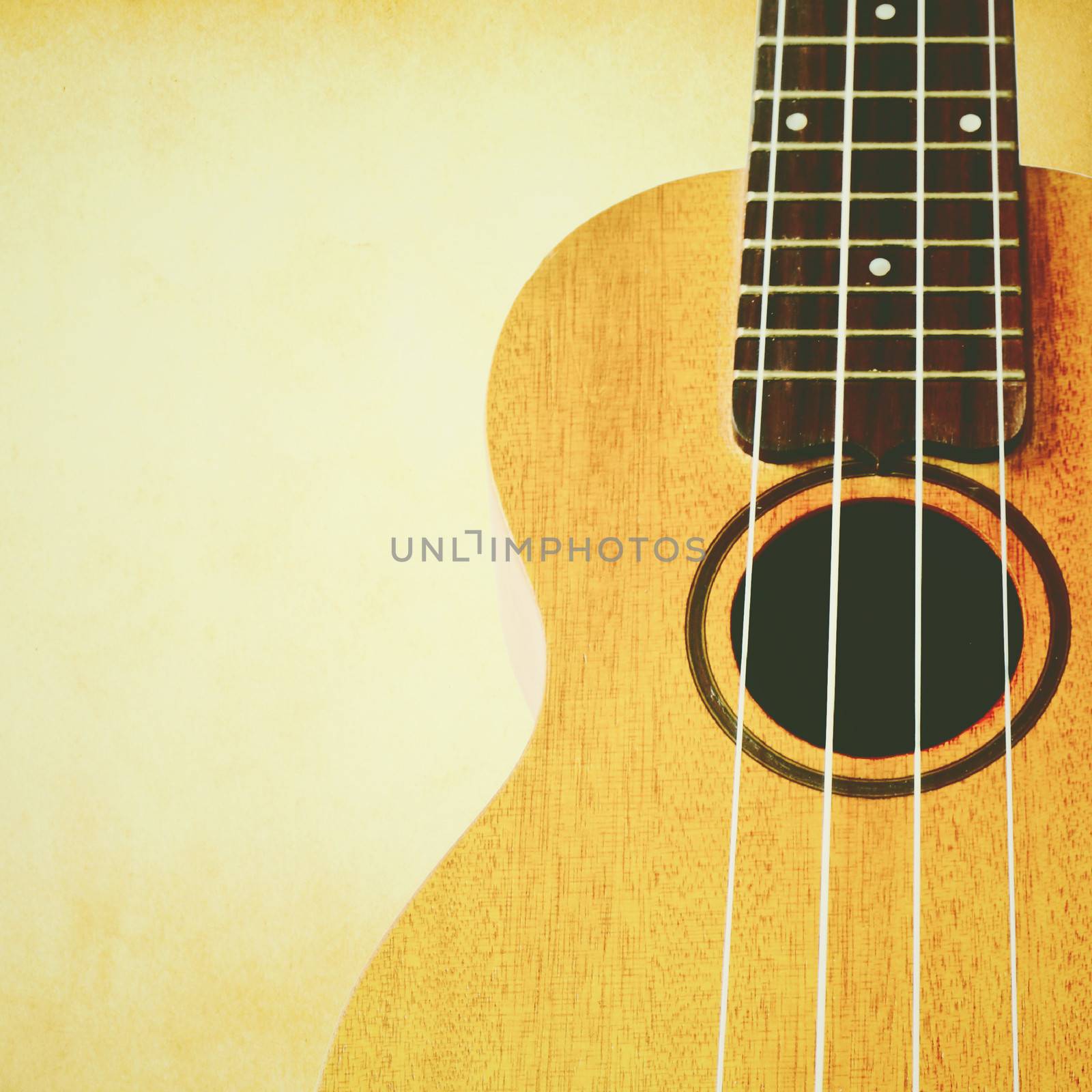 ukulele with copyspace and retro filter effect by nuchylee