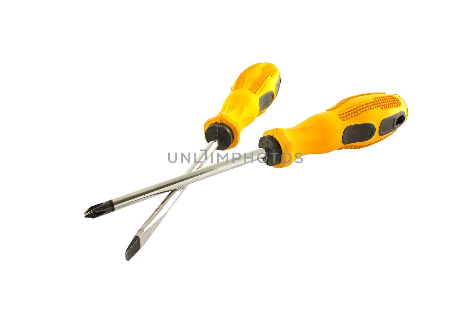 Used Cross Screw drivers isolate on a white background