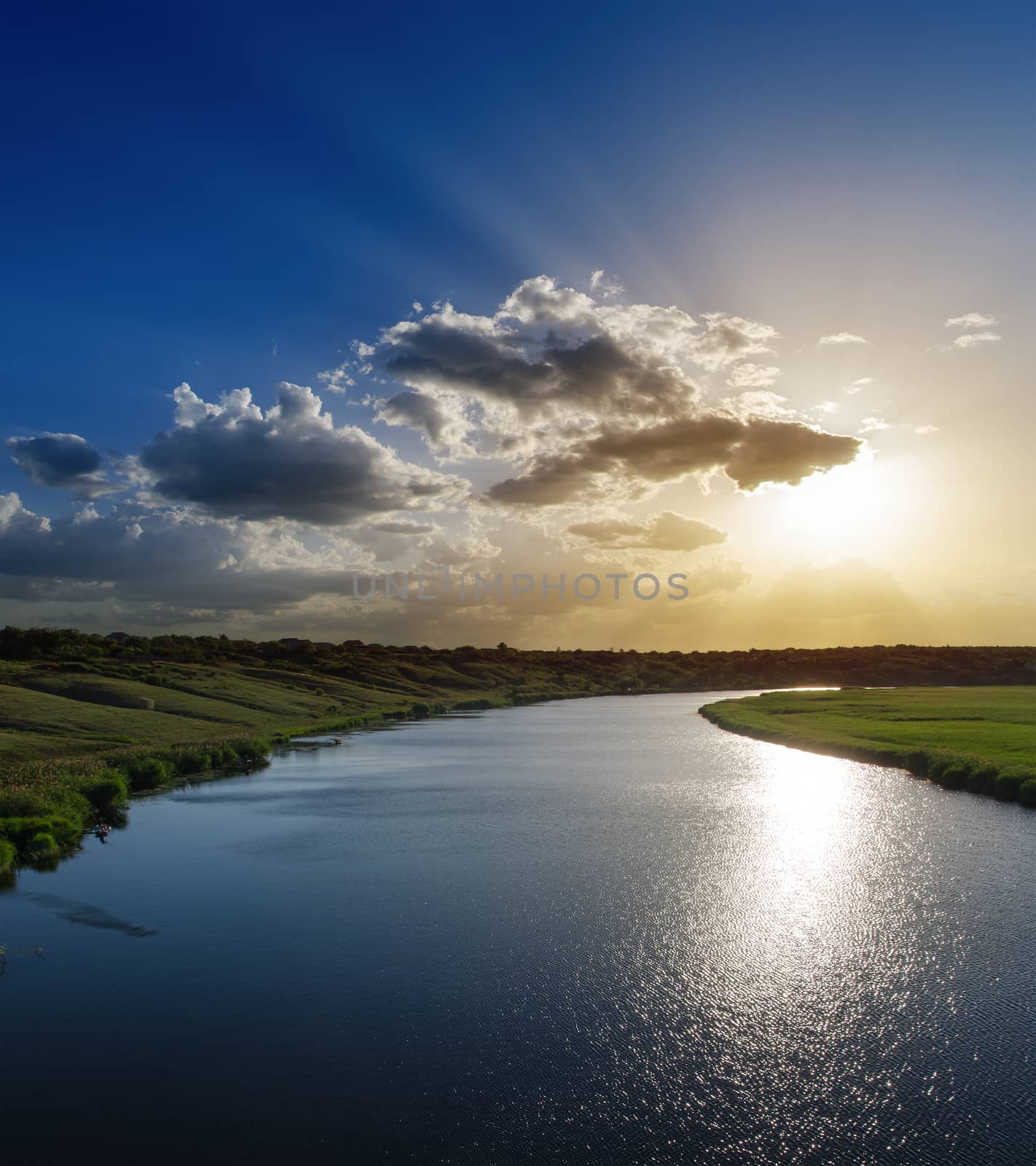 good sunset over river