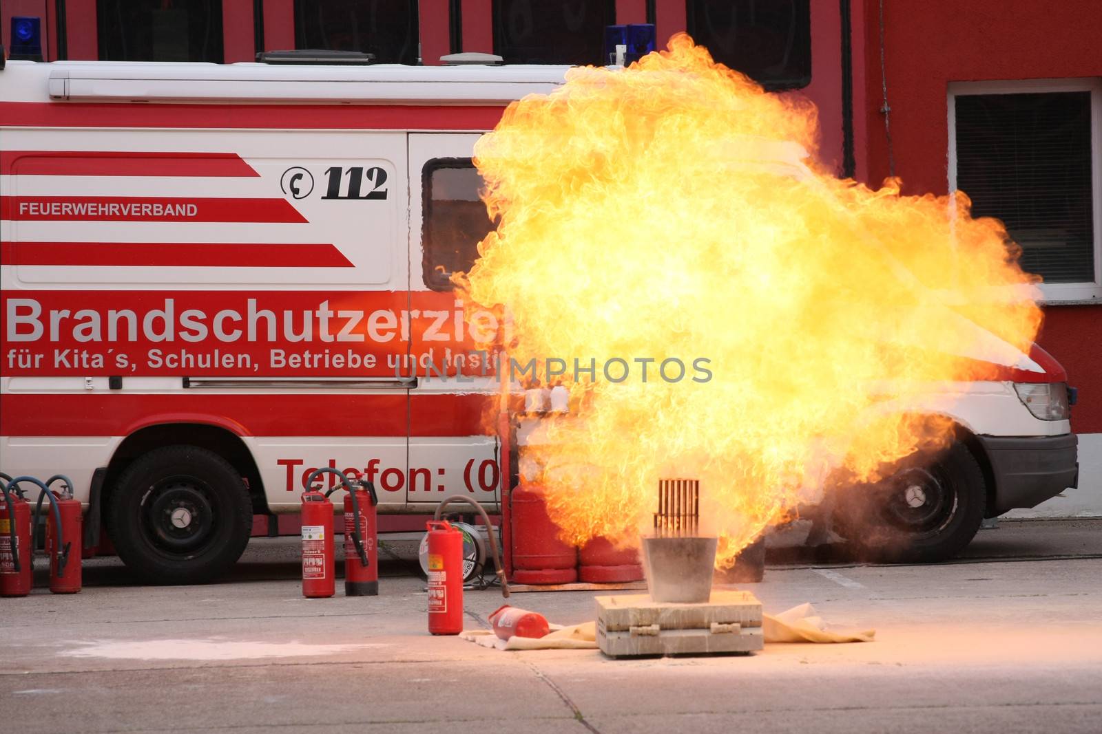 Controlled explosion a fire department demonstration