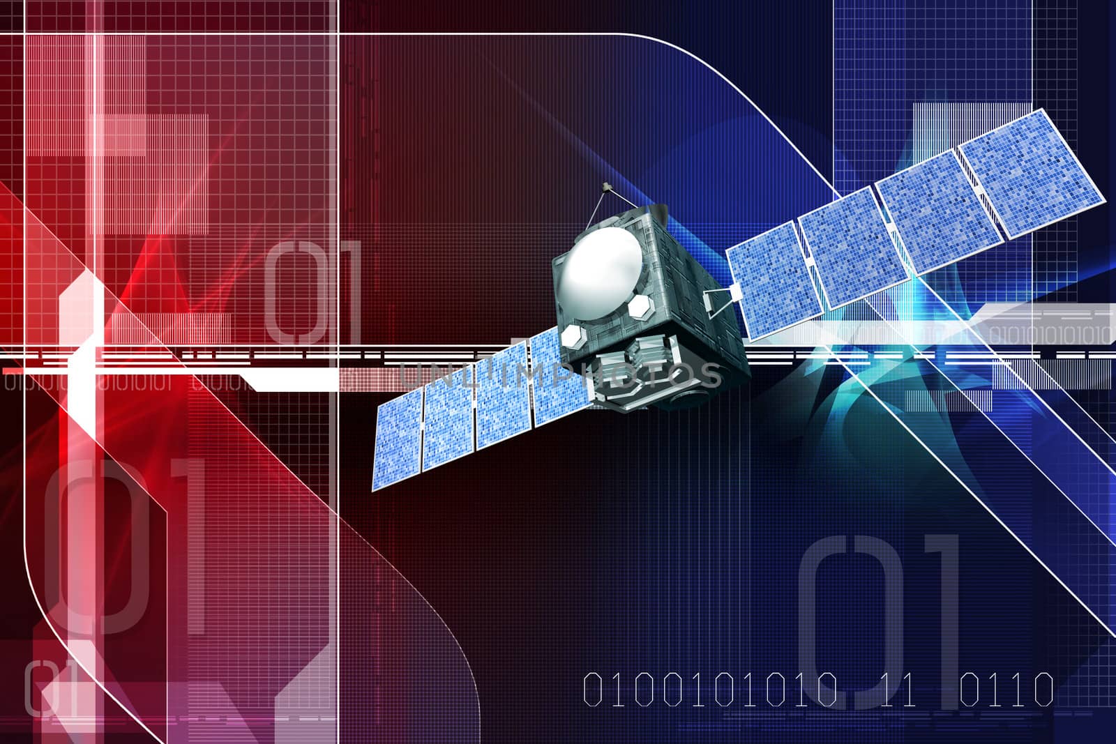 Digital illustration of satelite in digital background