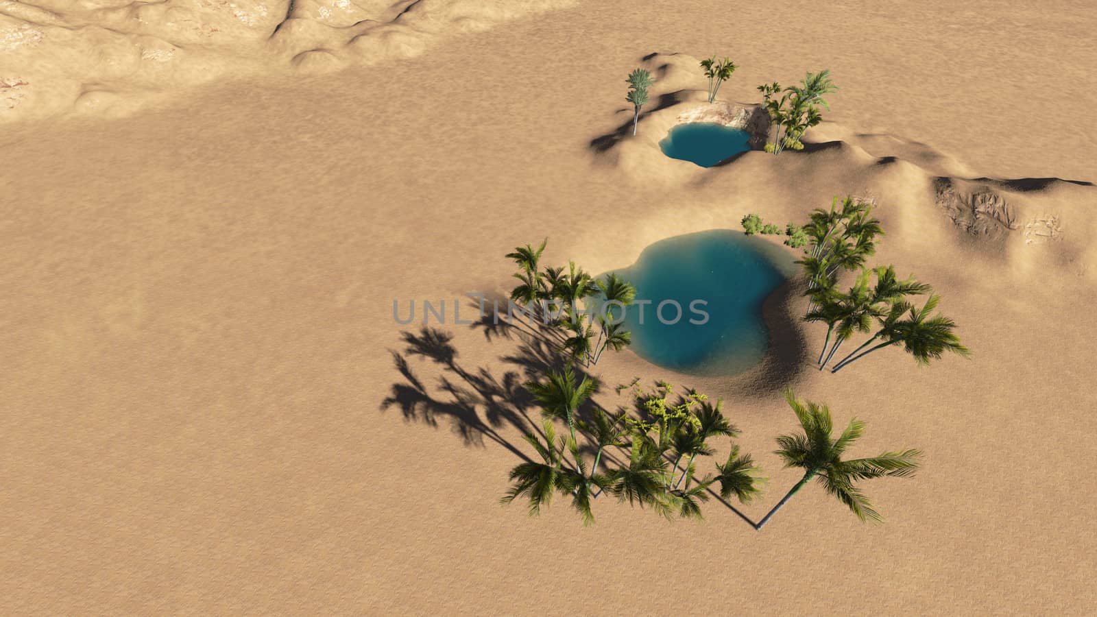 Oasis in the desert made in 3d software