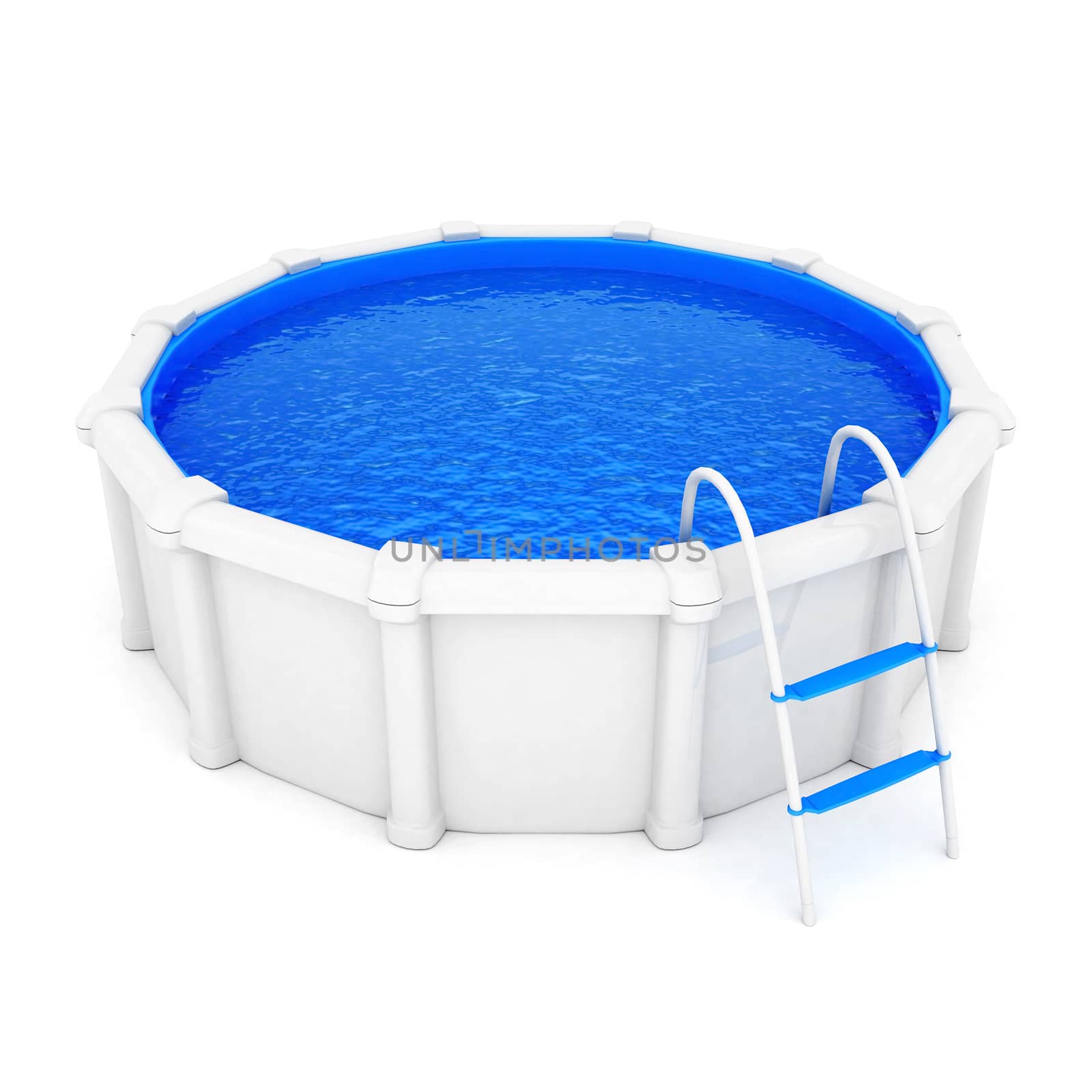 pool filled with water on a white background
