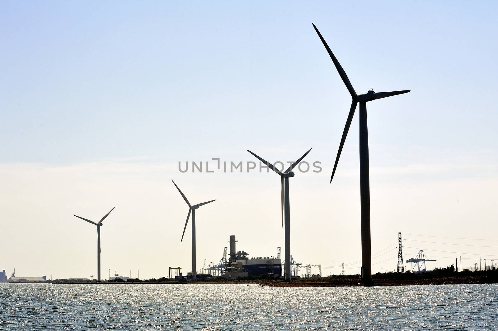 wind mills on the dimension of Fos-sur-Mer by gillespaire