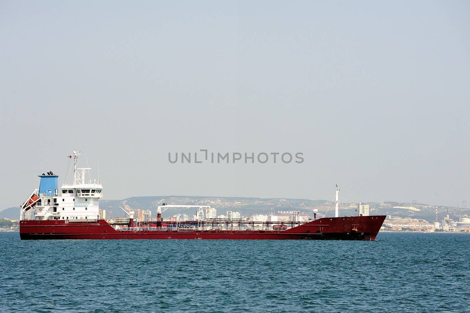 tanker on standby to discharge its cargo in France with the wearing of Fos-sur-Mer beside Marseille.