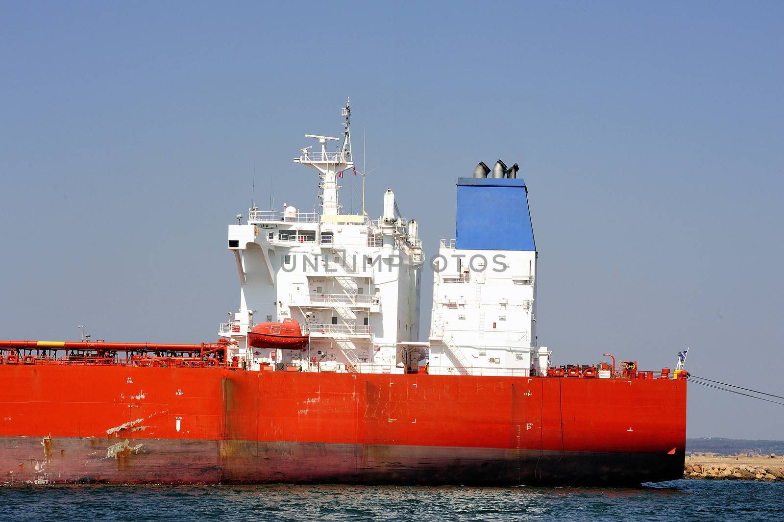 quay tanker to discharge its cargo in France with the wearing of Fos-sur-Mer beside Marseille
