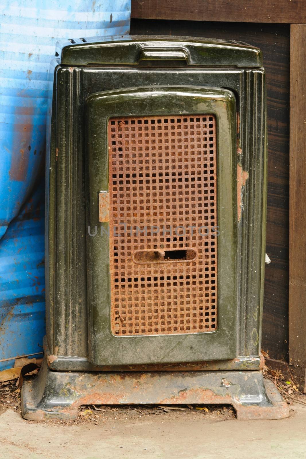 Antique fireplace in warehouses.